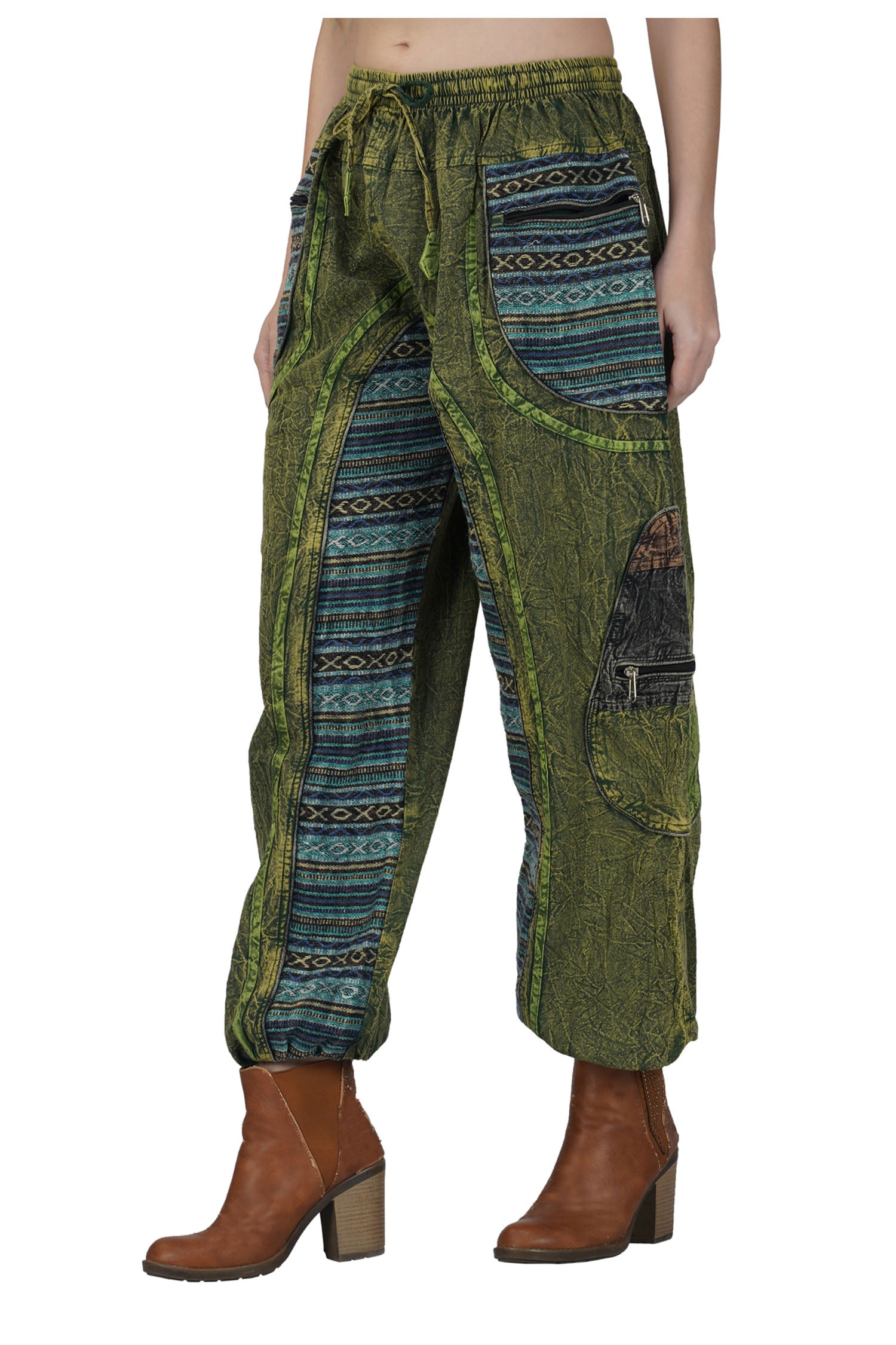 Acid Wash Trousers –  Green