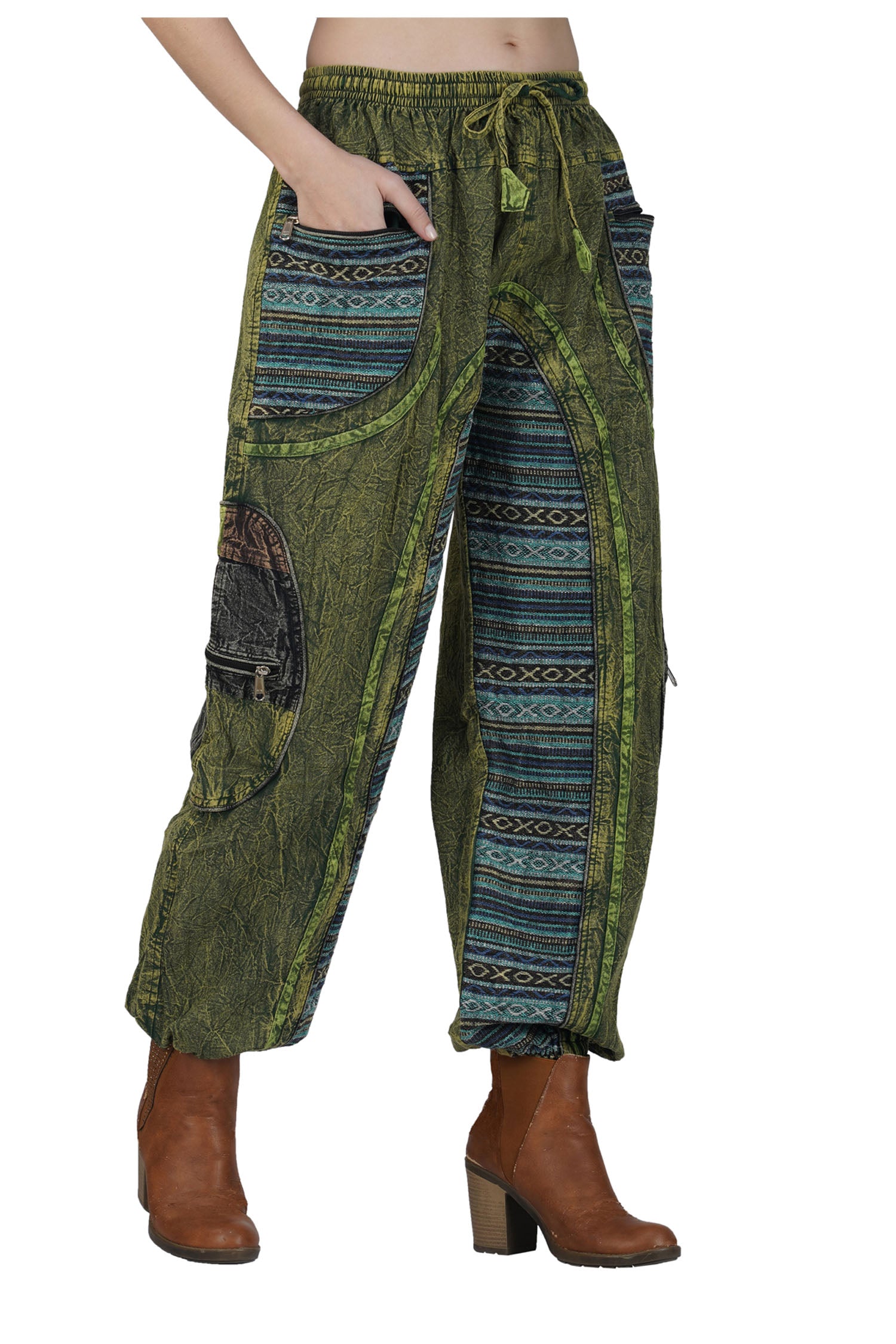 Acid Wash Trousers –  Green