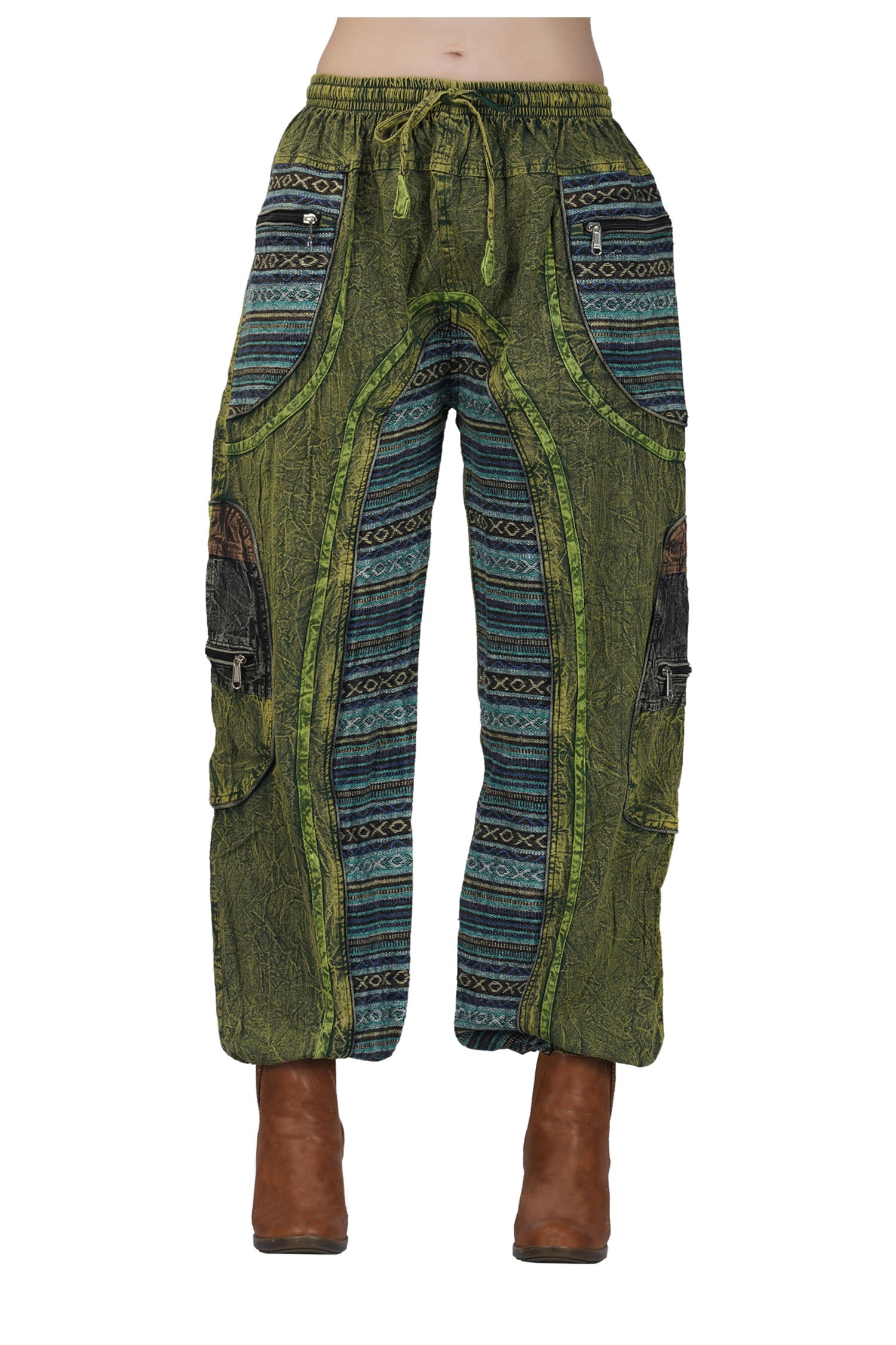 Acid Wash Trousers –  Green