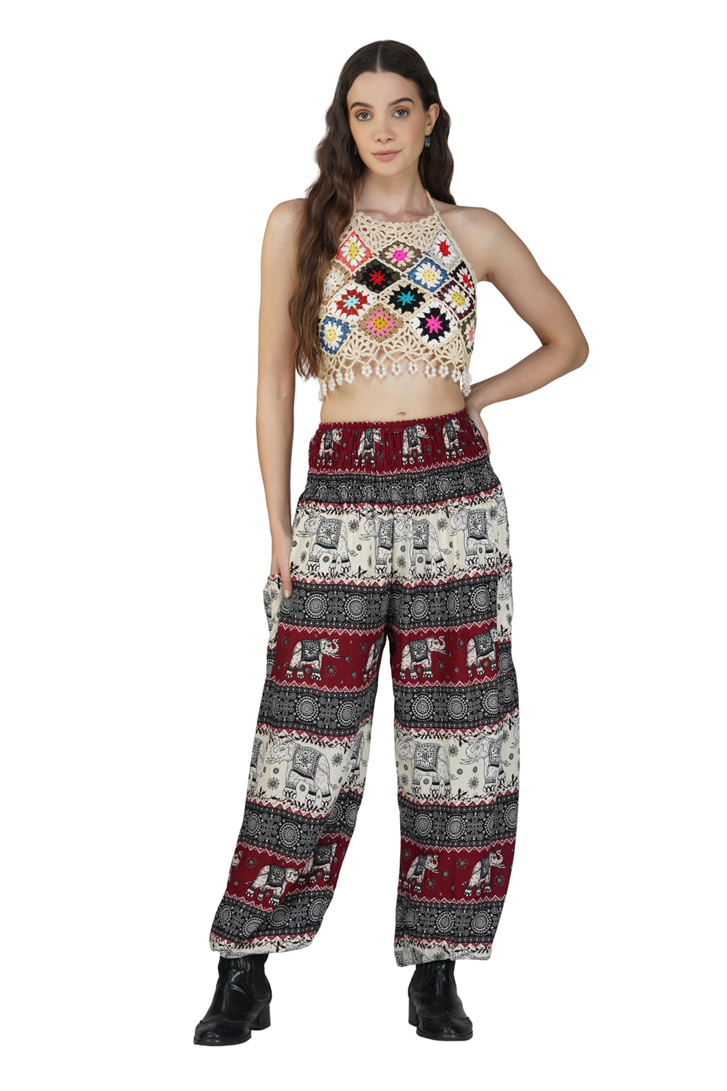 Cashmelon Elephant Harem Trousers - Charcoal