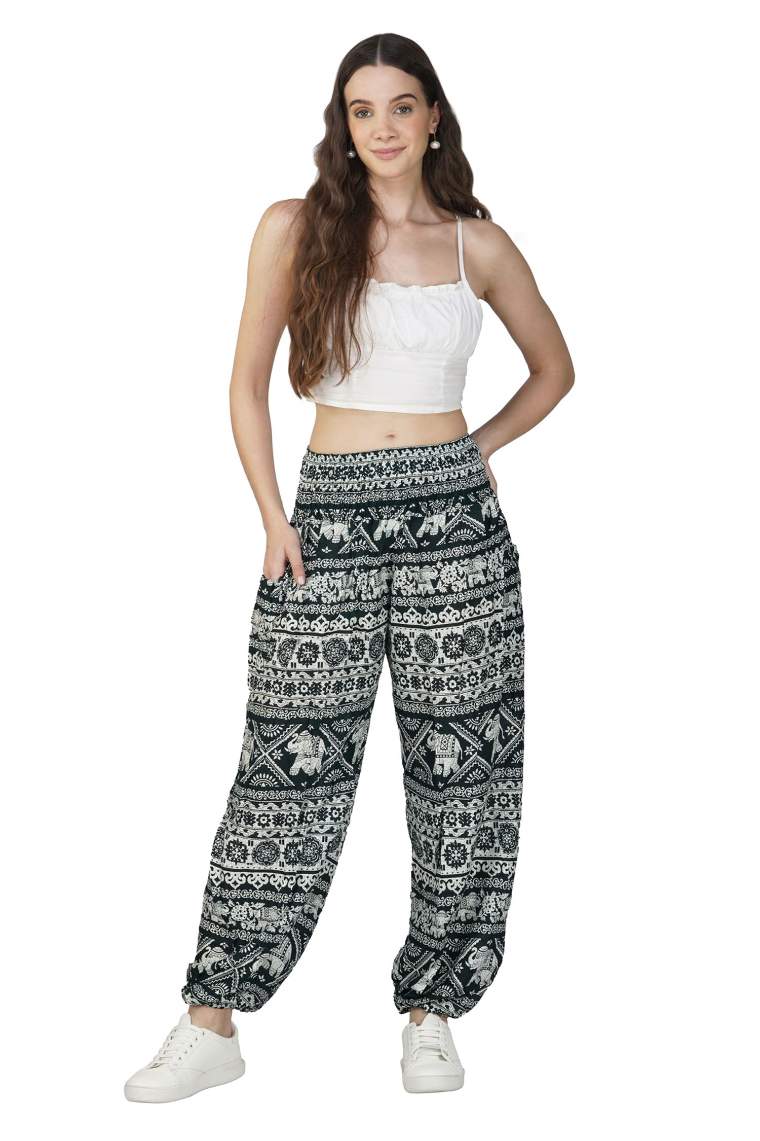 Cashmelon Elephant Harem Trousers - Charcoal