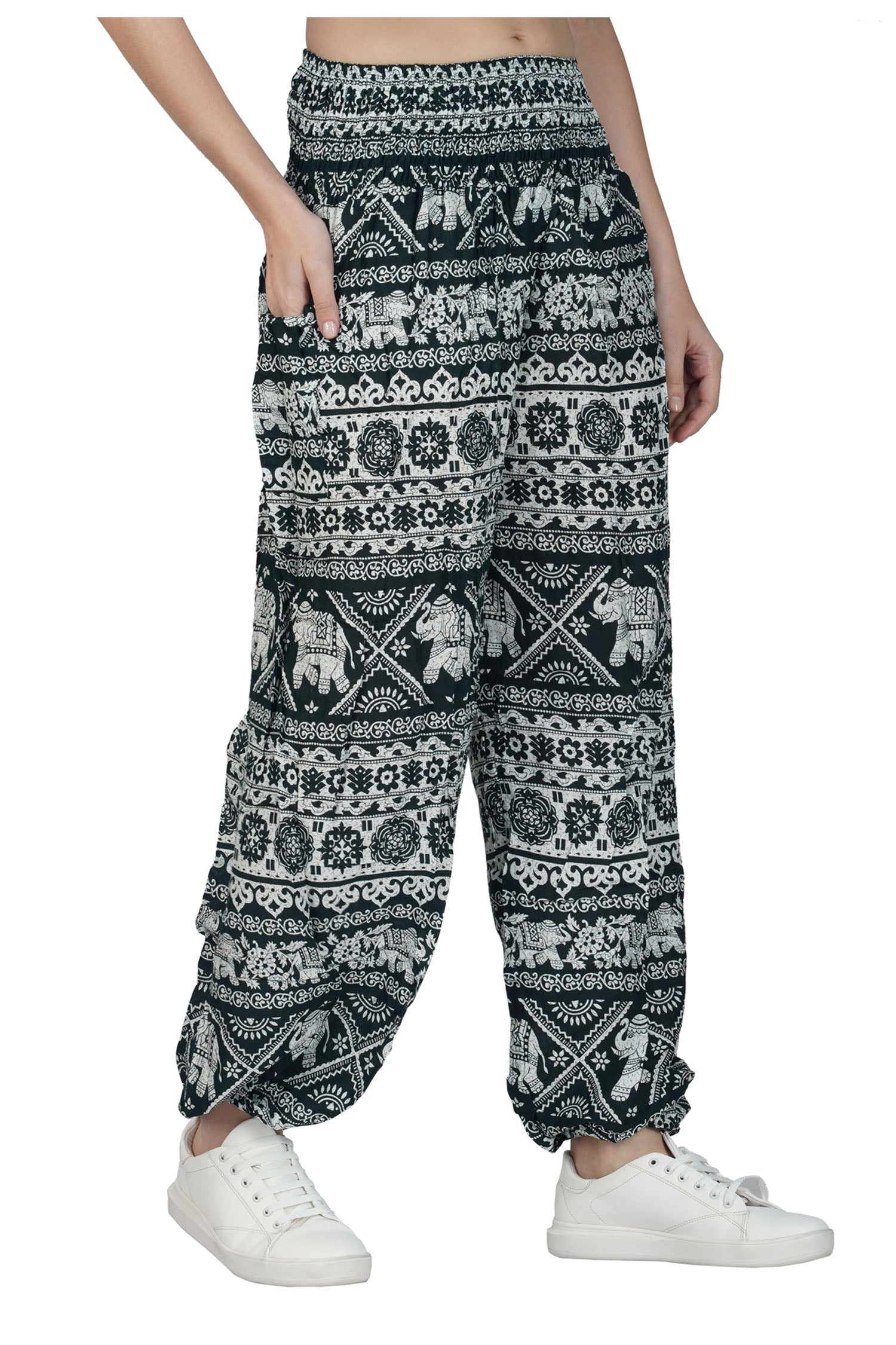 Cashmelon Elephant Harem Trousers - Charcoal