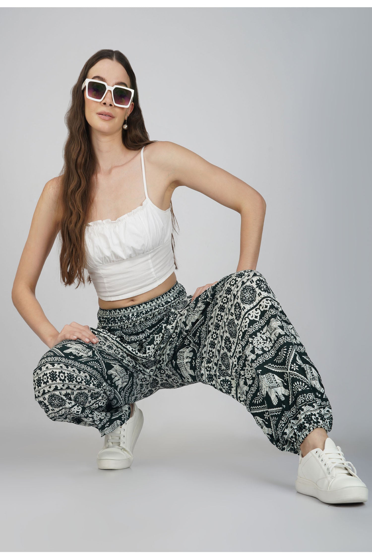 Cashmelon Elephant Harem Trousers - Charcoal