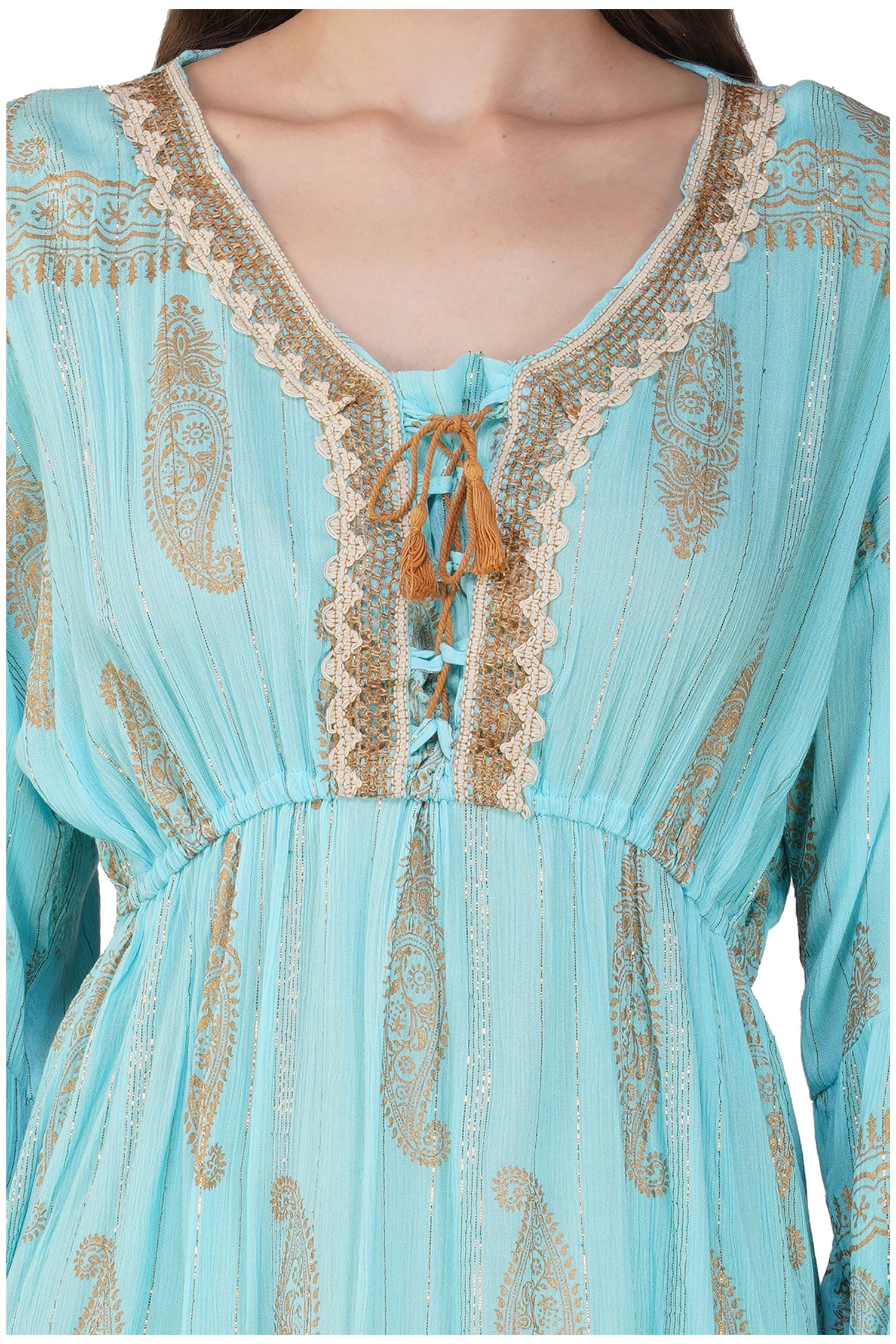 Embroidered Boho Dress - Mint