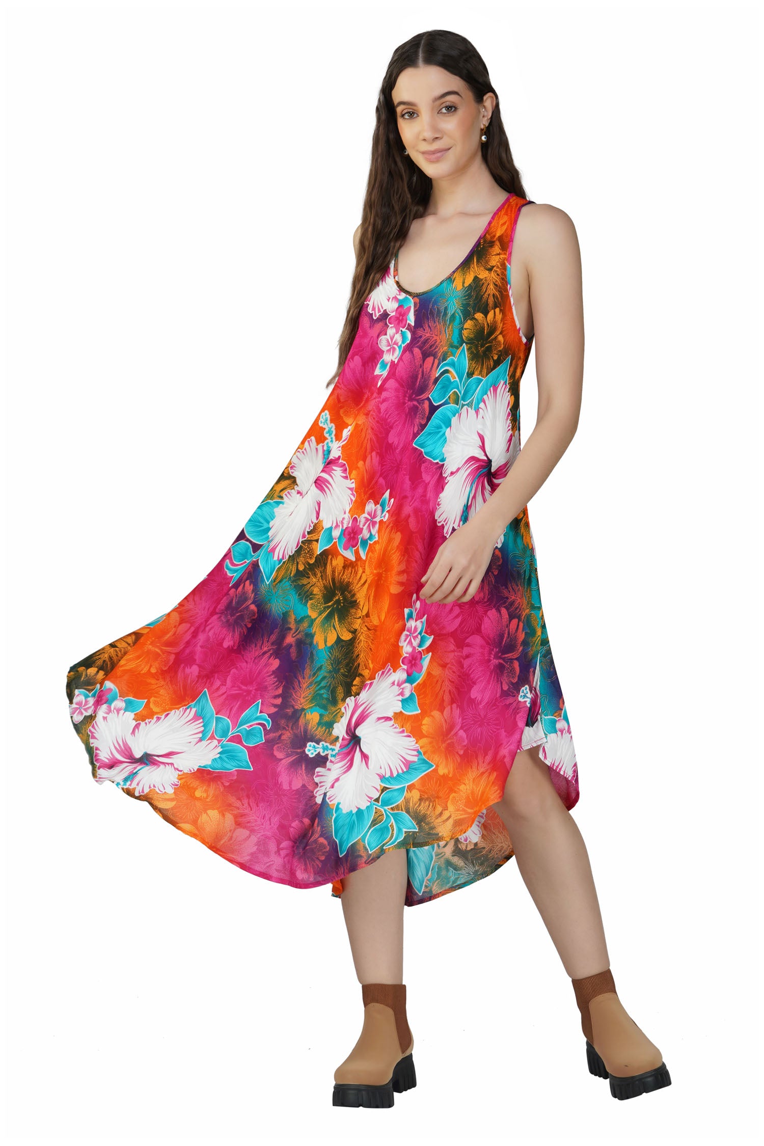 Women's Floral Sleeveless Maxi Dress - Rainbow