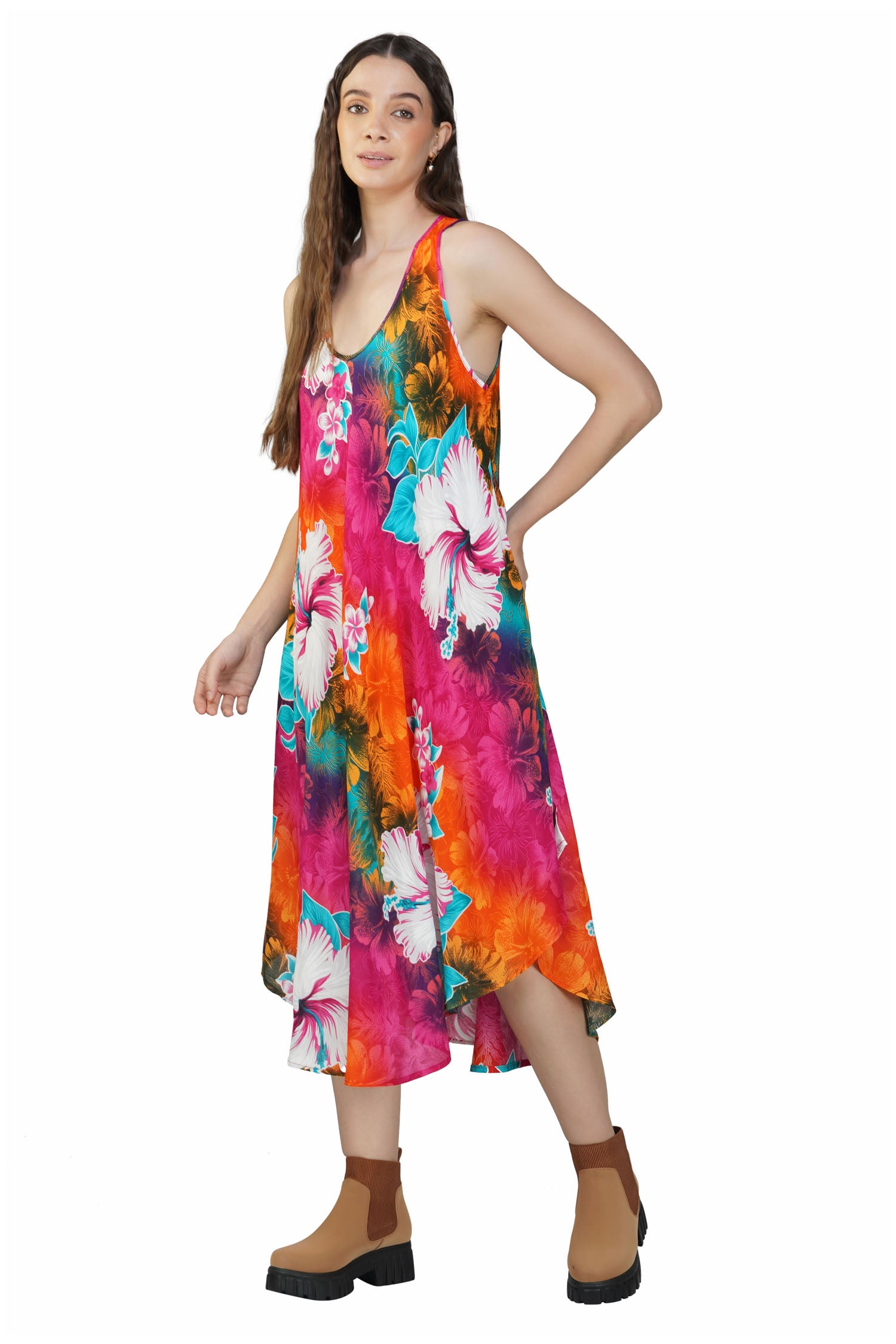 Women's Floral Sleeveless Maxi Dress - Rainbow