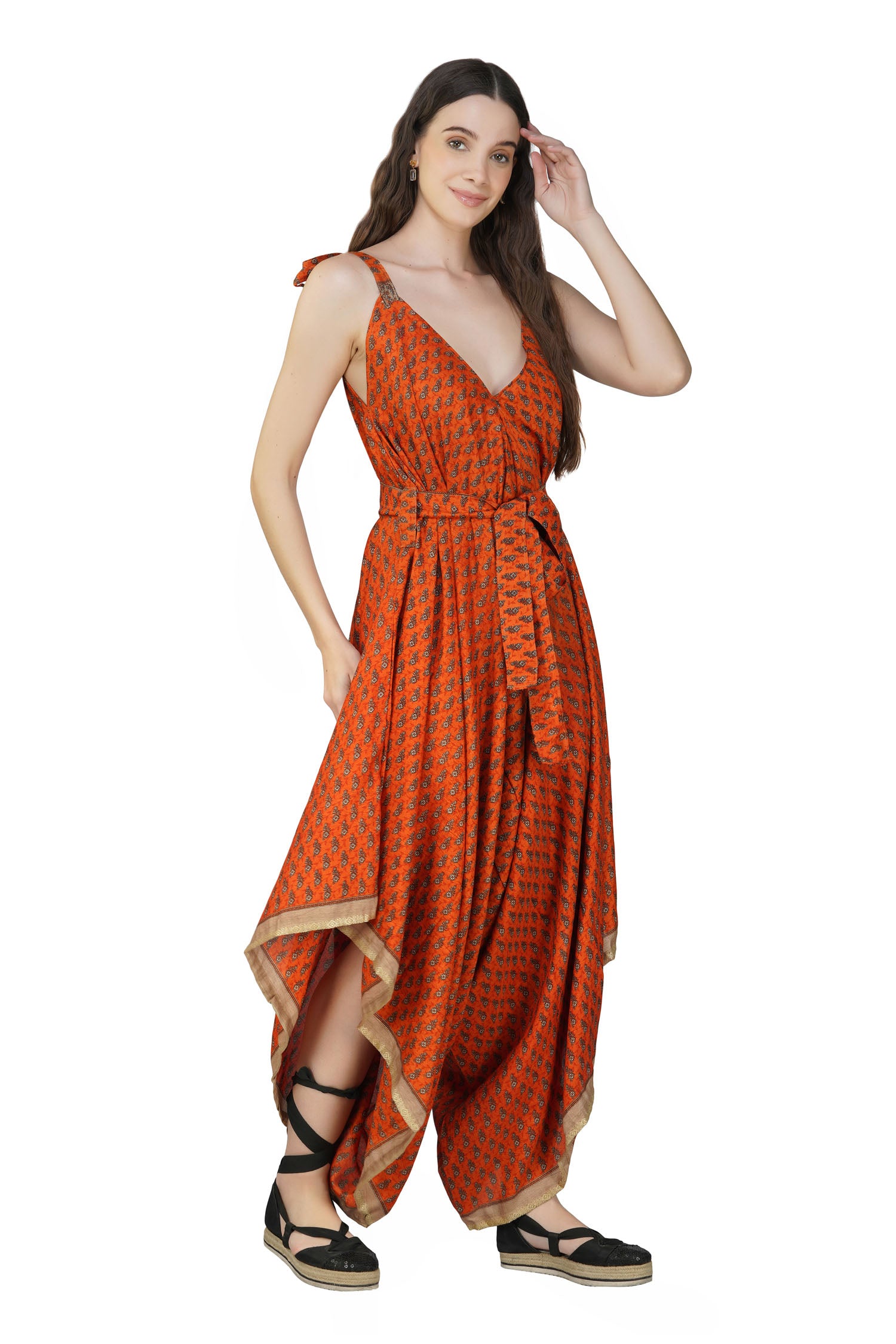 Full Length Jumpsuit - Burnt Orange