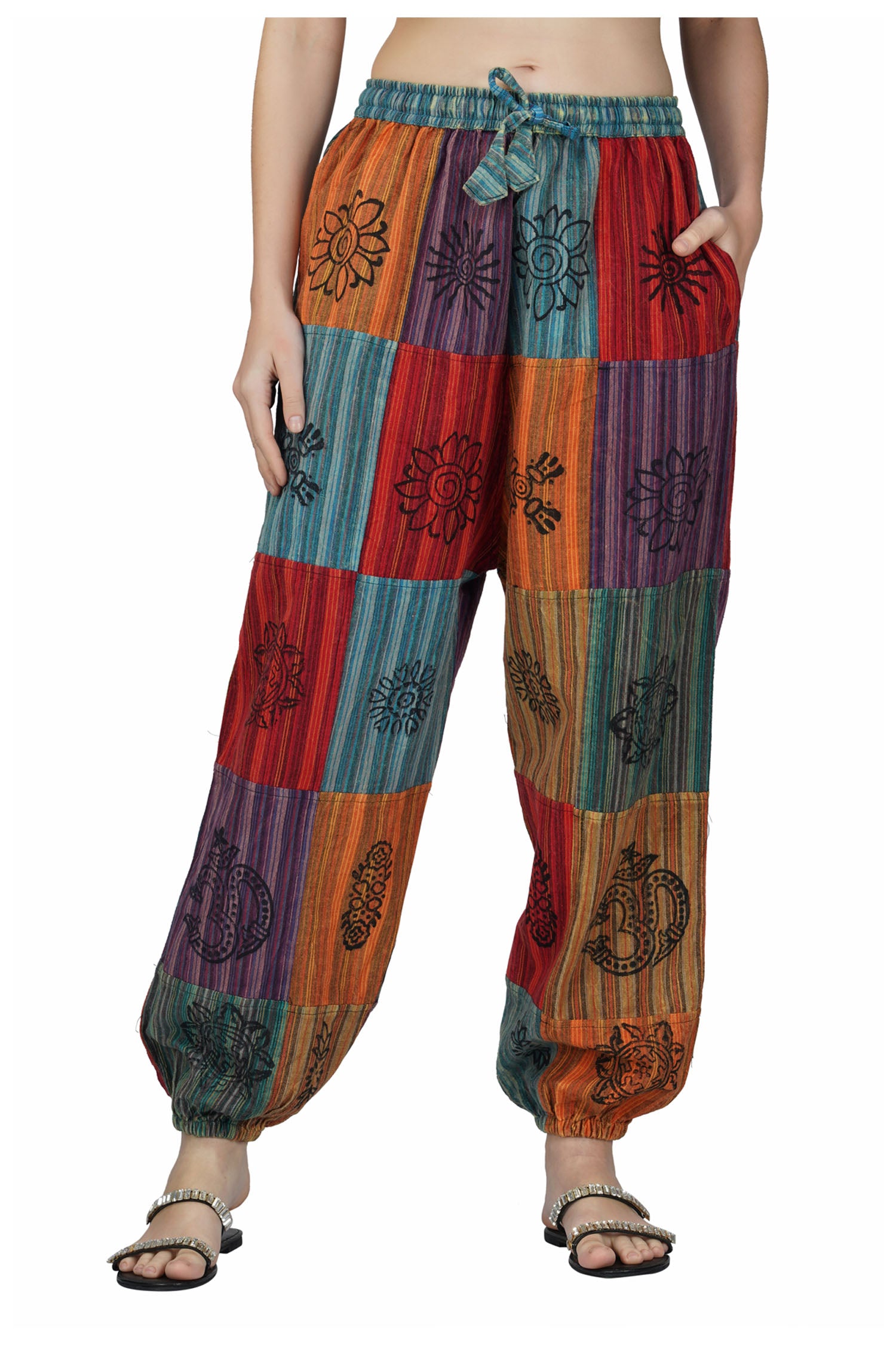 Patchwork Cotton Trousers - Orange