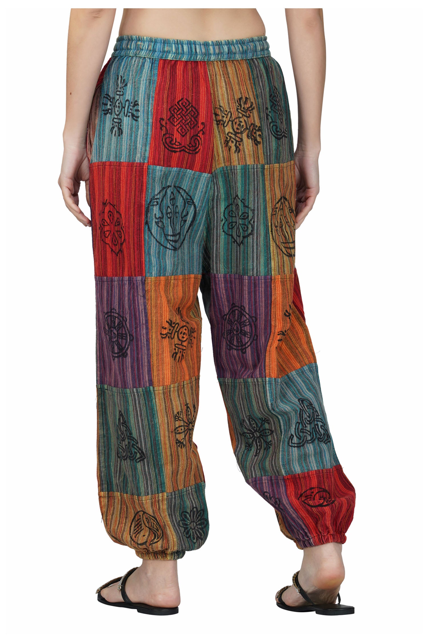 Patchwork Cotton Trousers - Orange