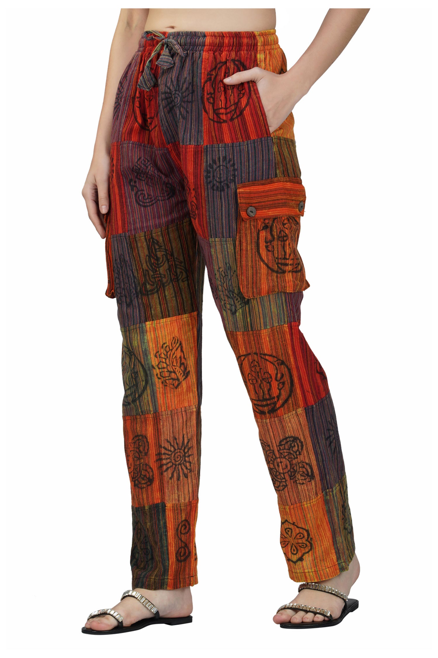 Patchwork Cotton Trousers - Orange II