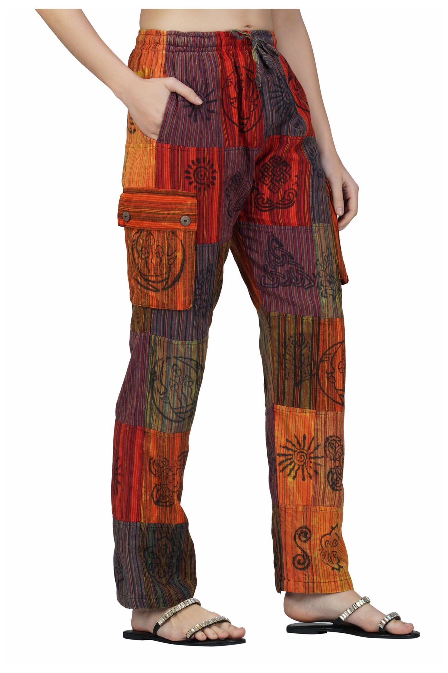 Patchwork Cotton Trousers - Orange II