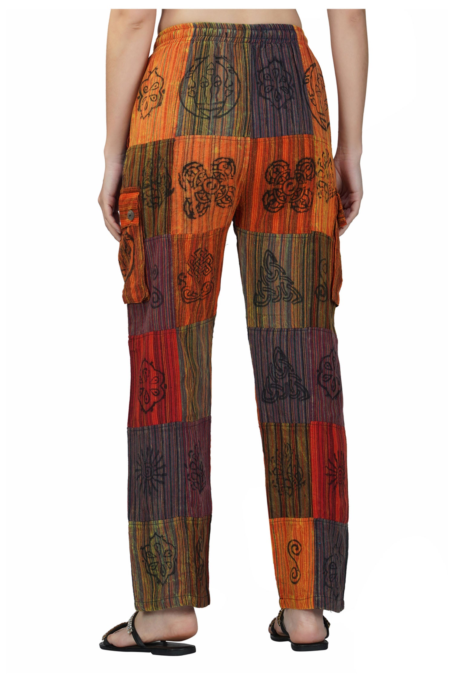 Patchwork Cotton Trousers - Orange II