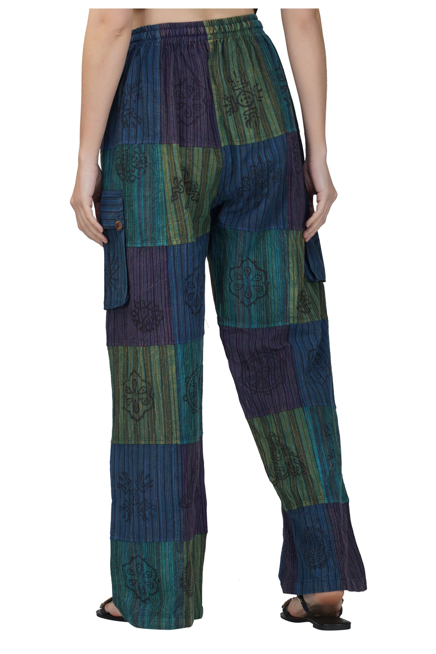 Patchwork Cotton Trousers - Teal