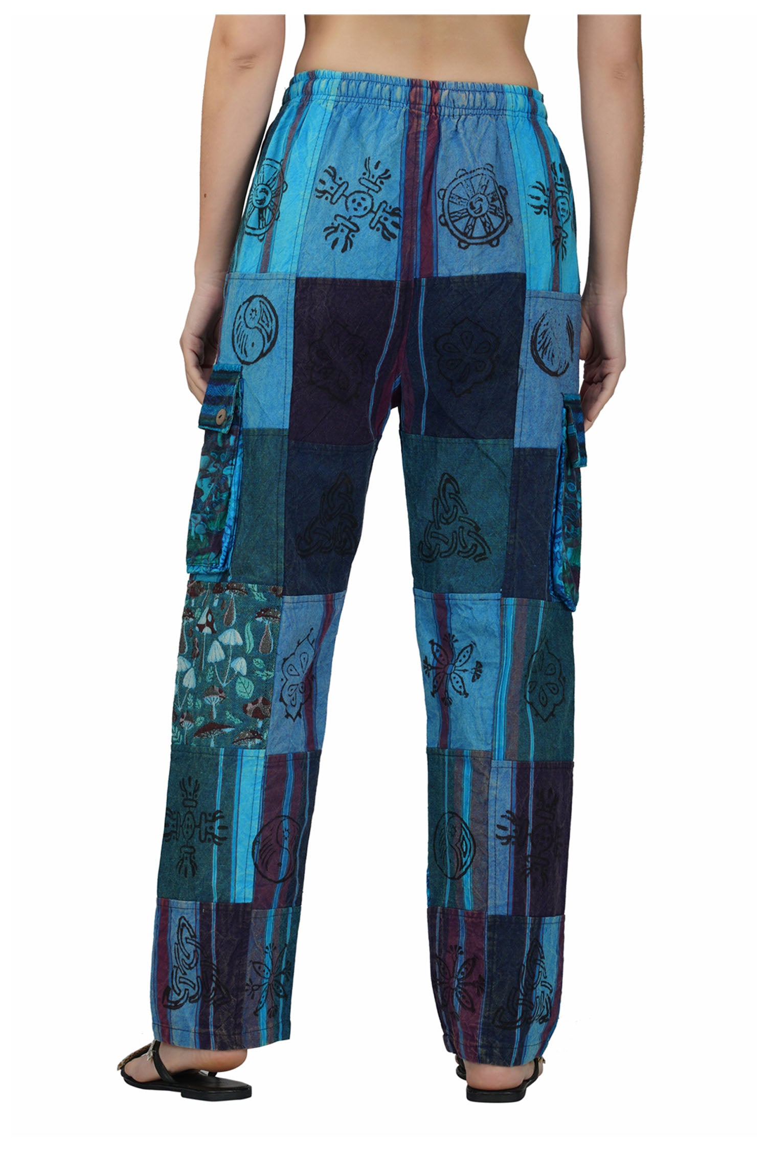 Patchwork Cotton Trousers - Turquoise