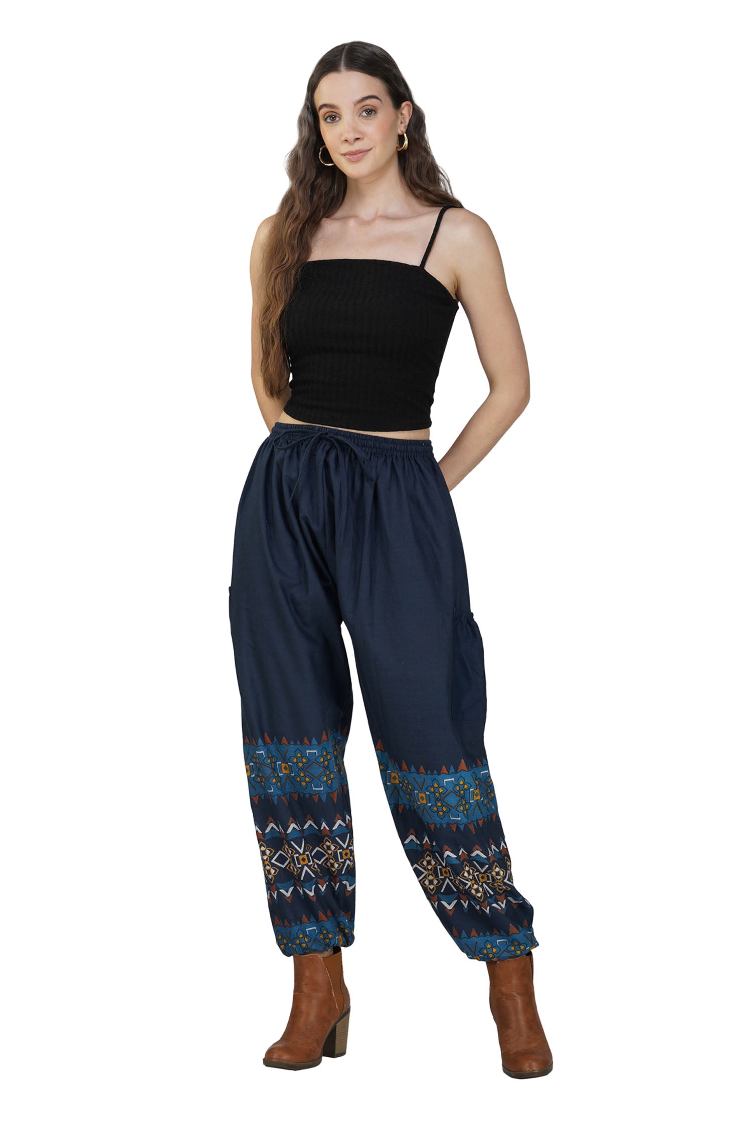 Patchwork Harem Trouser - Denim Blue