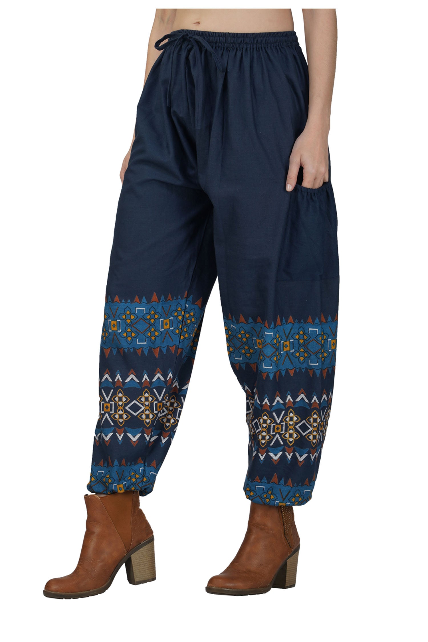 Patchwork Harem Trouser - Denim Blue