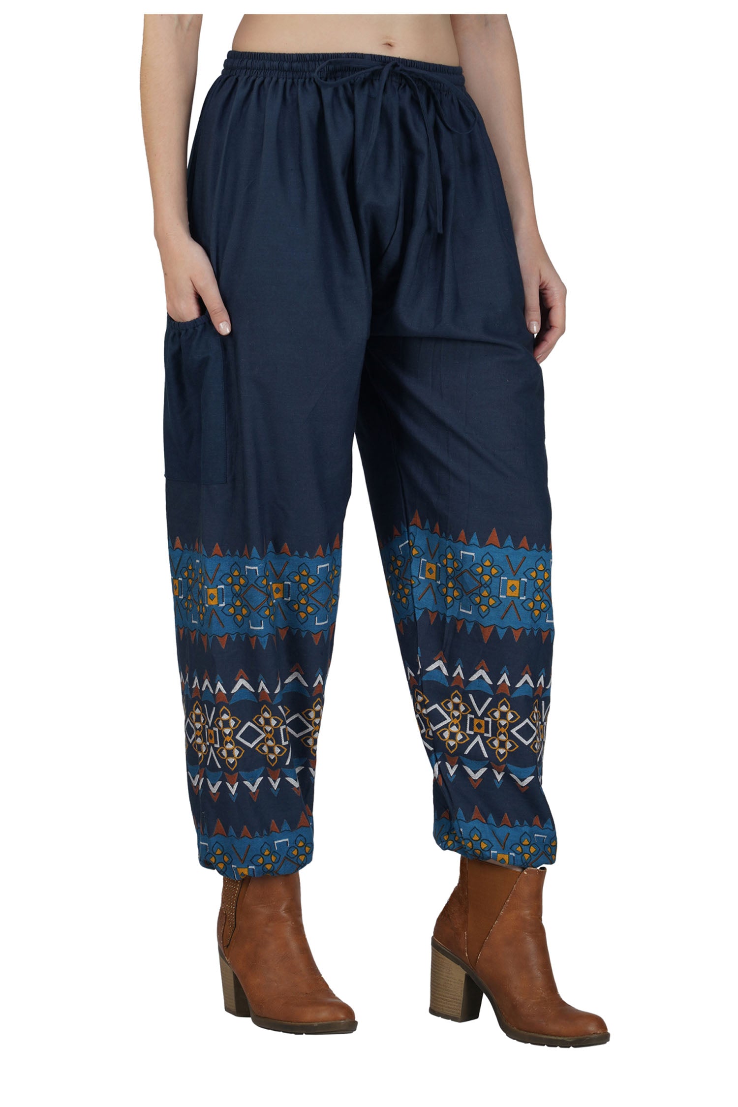 Patchwork Harem Trouser - Denim Blue