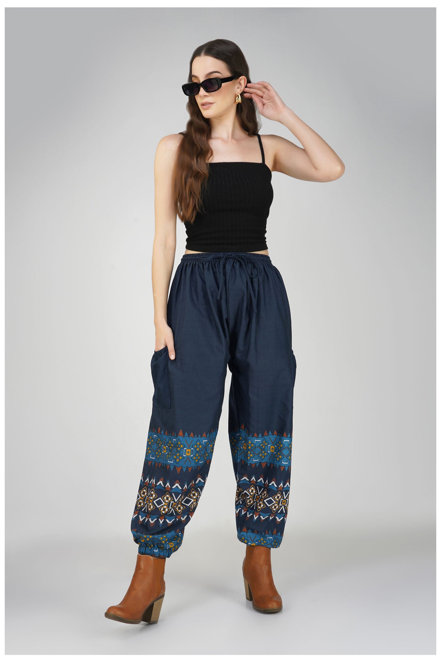 Patchwork Harem Trouser - Denim Blue