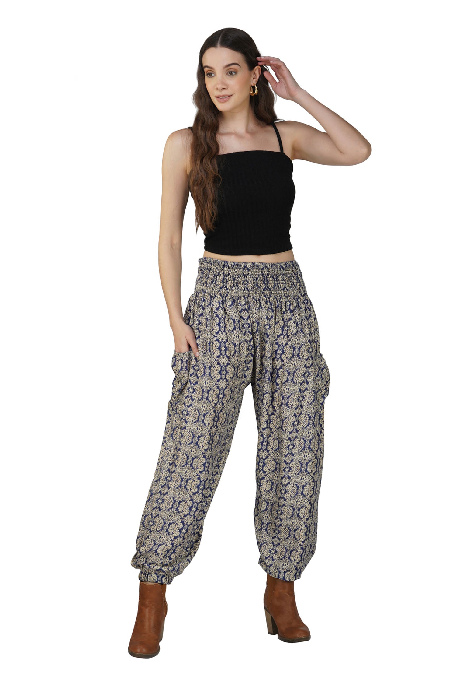 Women's Printed Pants - Grey