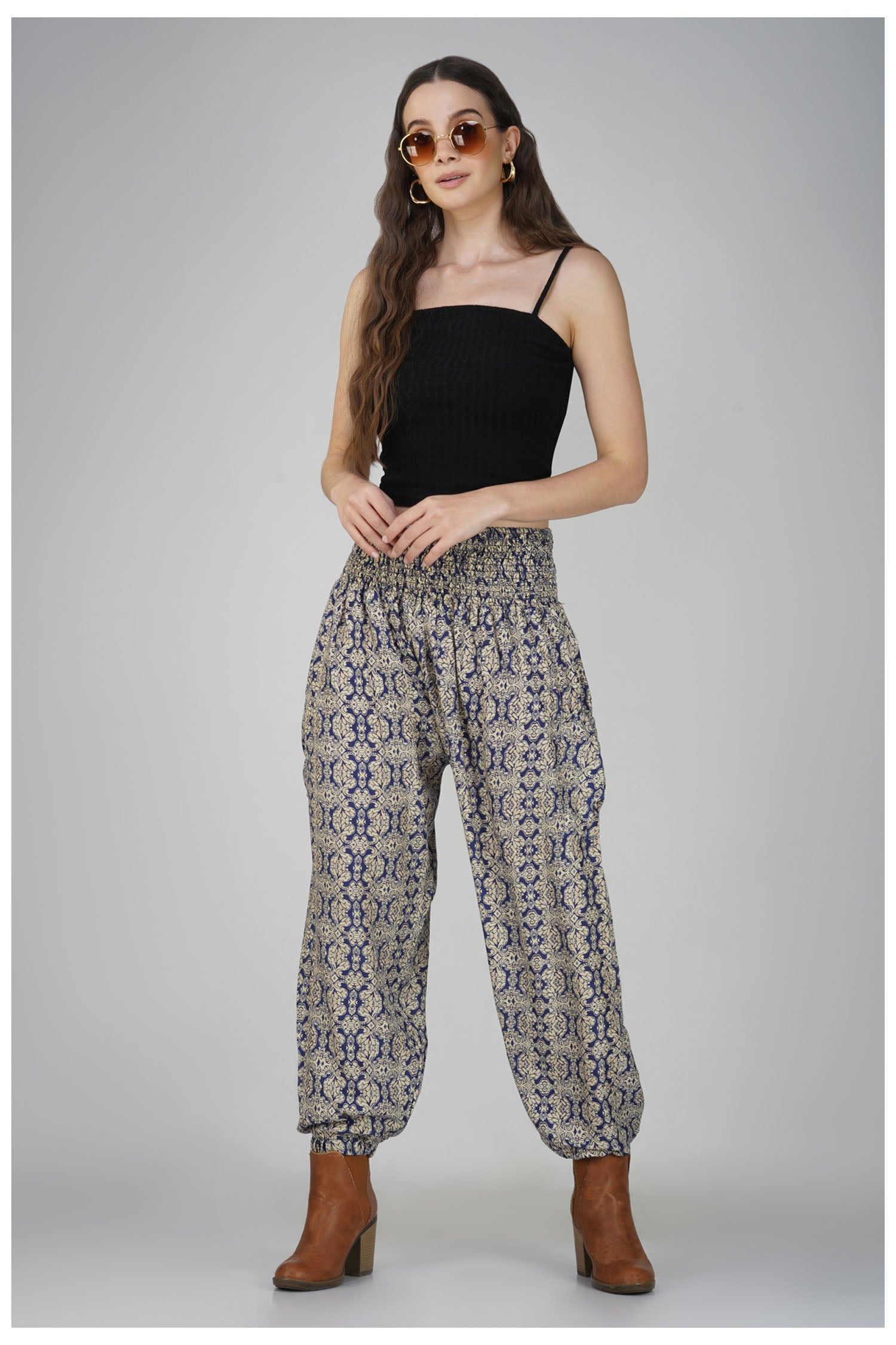 Women's Printed Pants - Grey