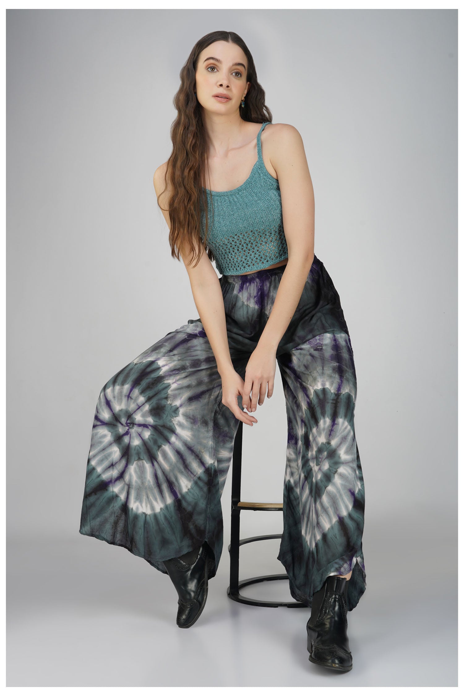 Tie Dye Harem Pants - Black