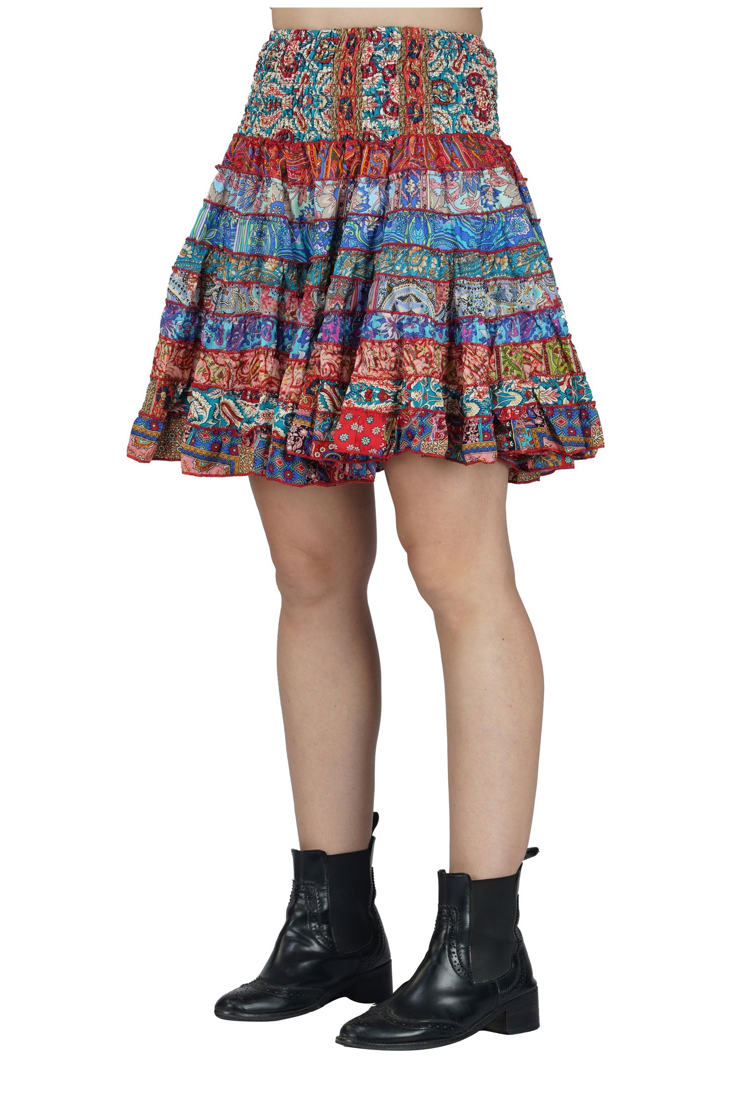 Tiered Short Skirt - Wine