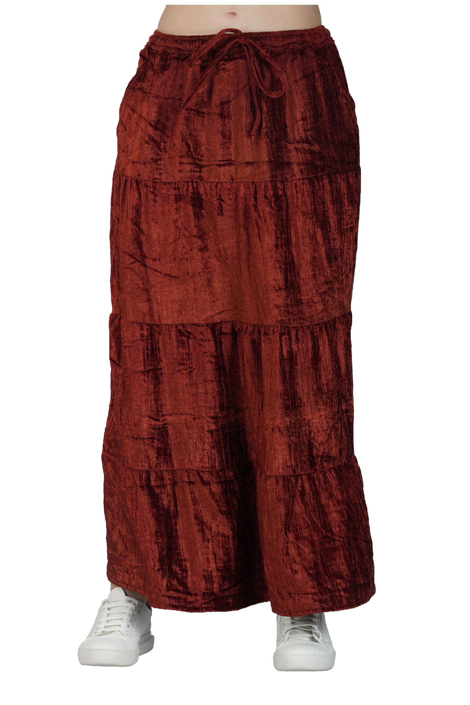 Velvet Skirt With Pockets - Burgundy