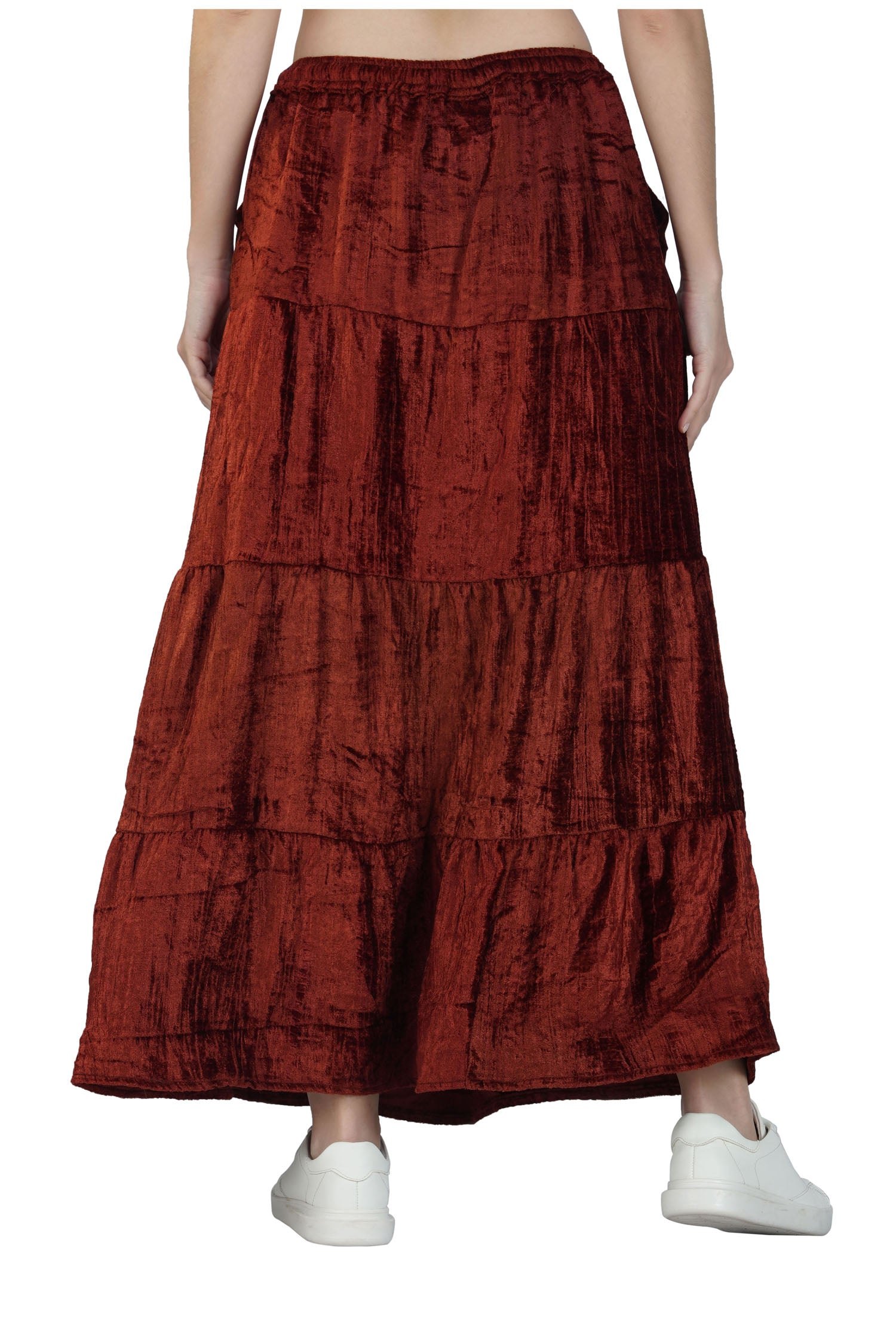 Velvet Skirt With Pockets - Burgundy