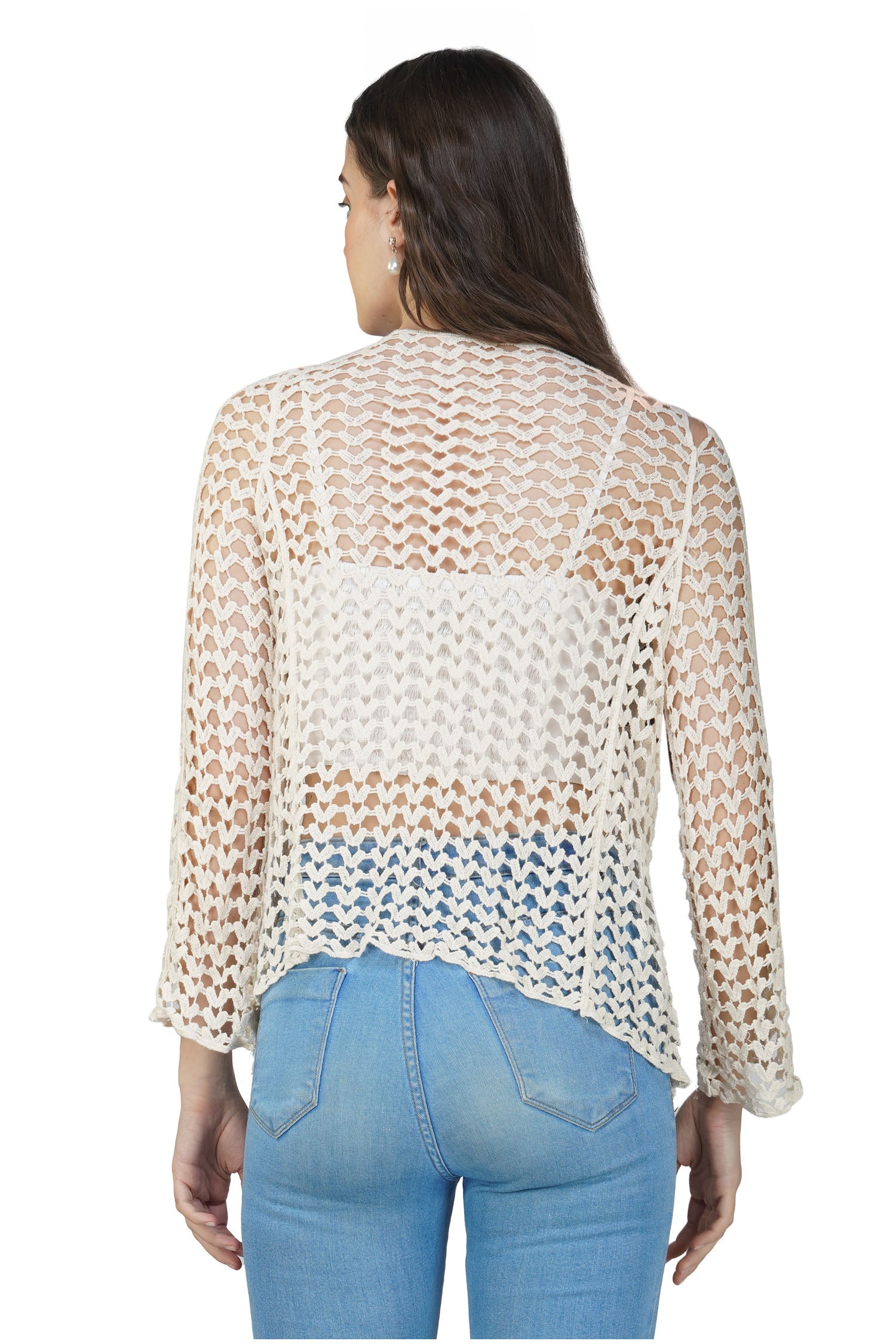 Breezy Crotchet Cardigan - Beige