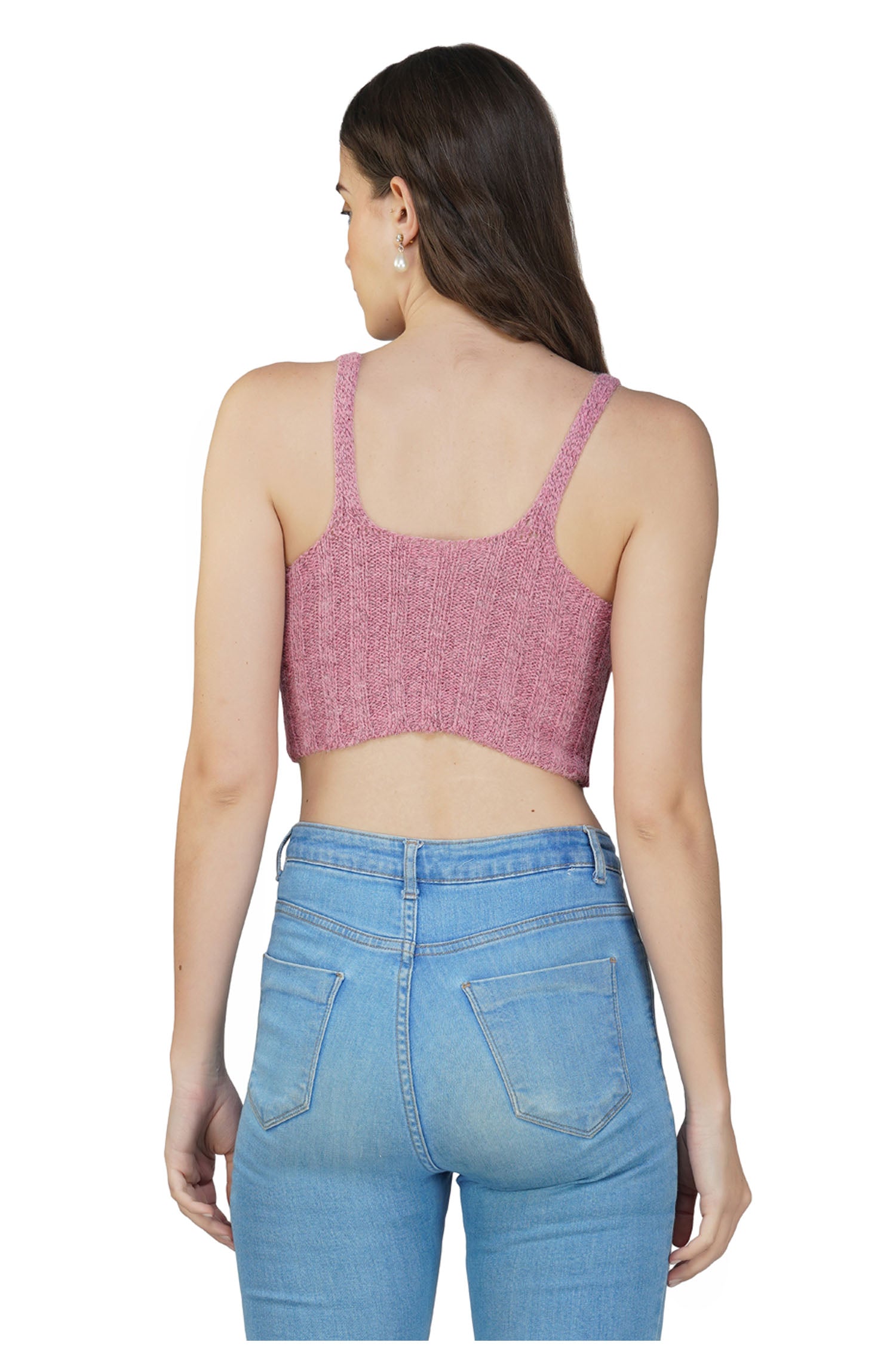 Women's V-neck Crop Top - Pink