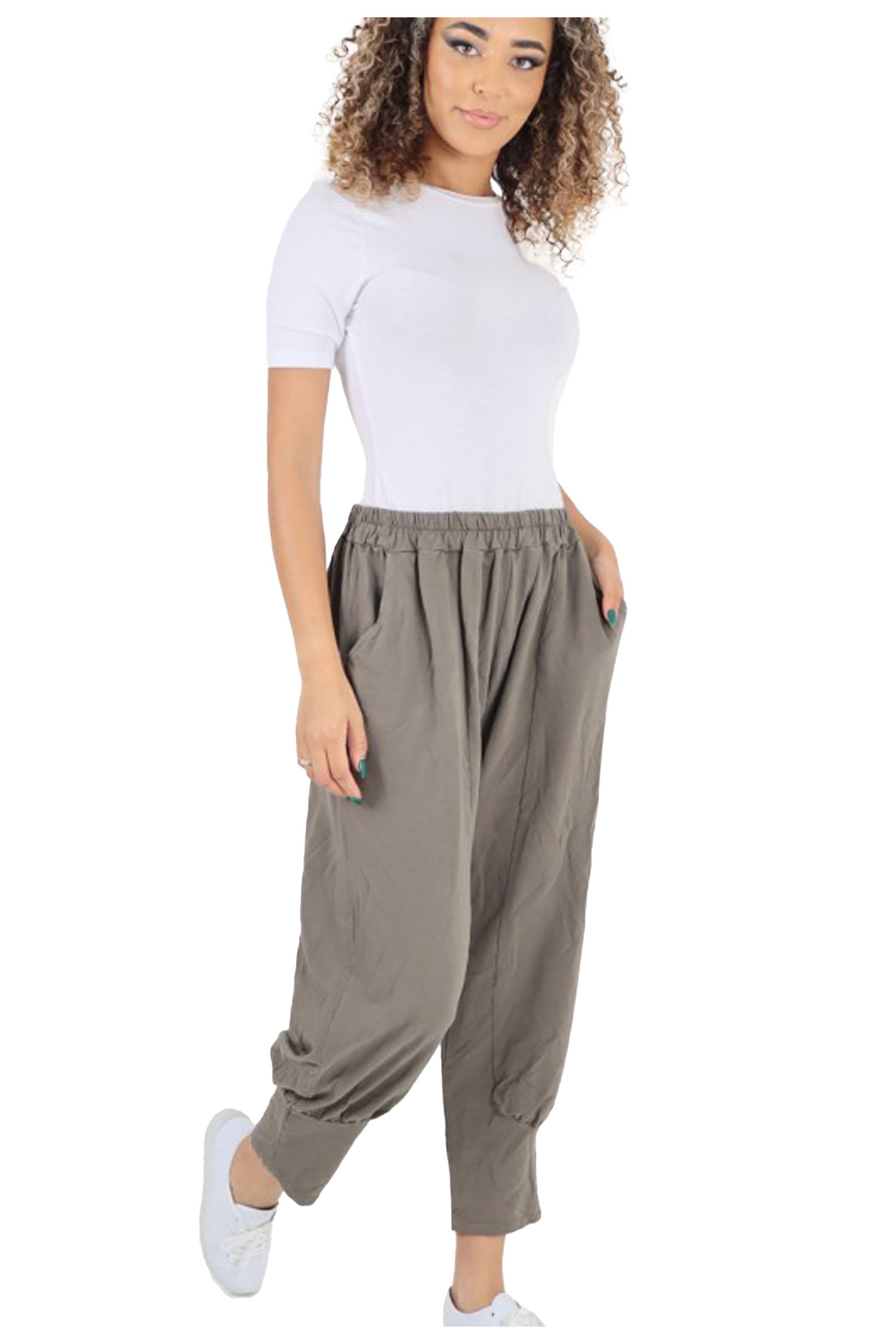 Italian Cuffed Hem Relaxed Fit Trousers - Mocha