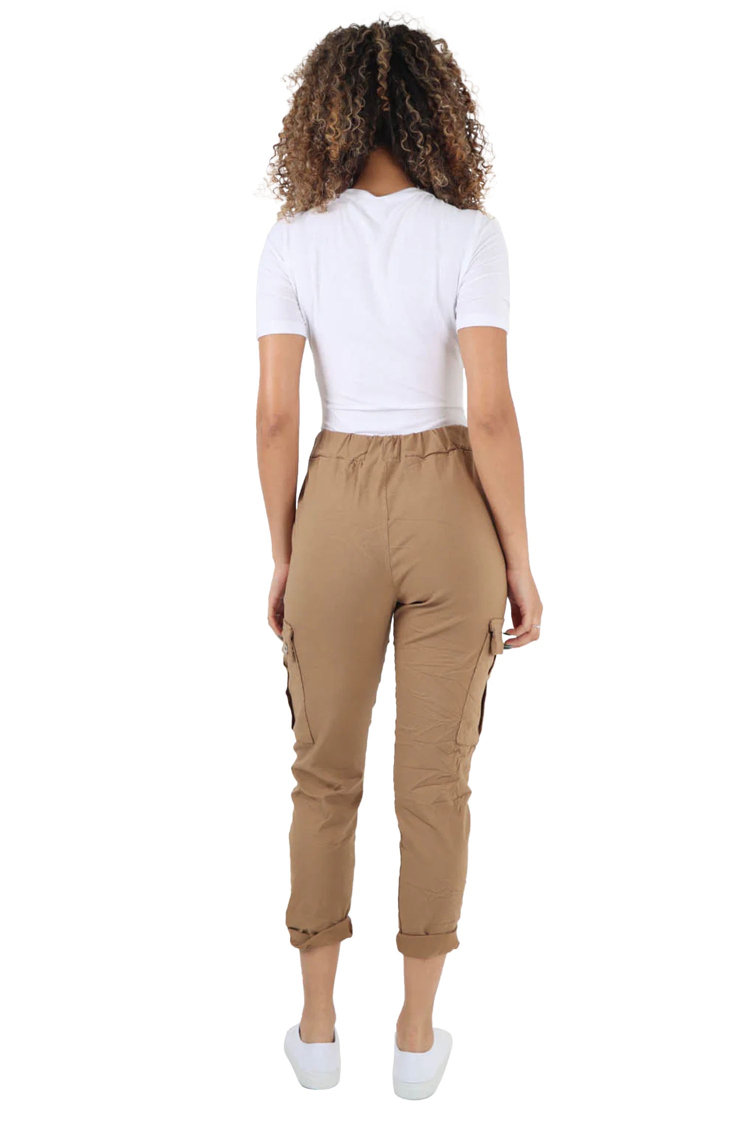 Italian Drawstring Waistband Magic Cargo Trouser - Camel