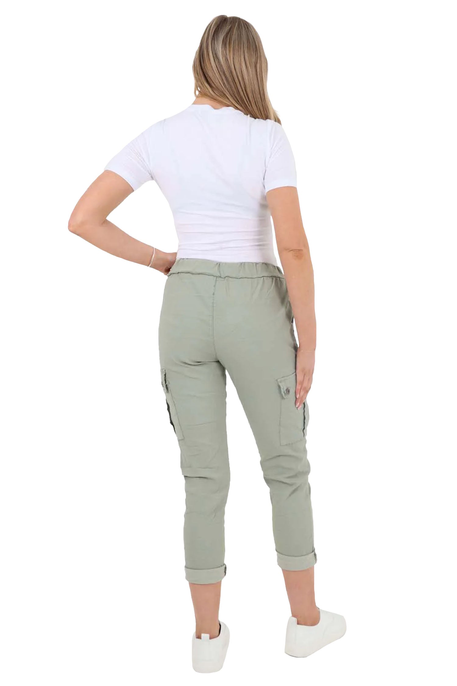 Italian Drawstring Waistband Magic Cargo Trouser - Khaki