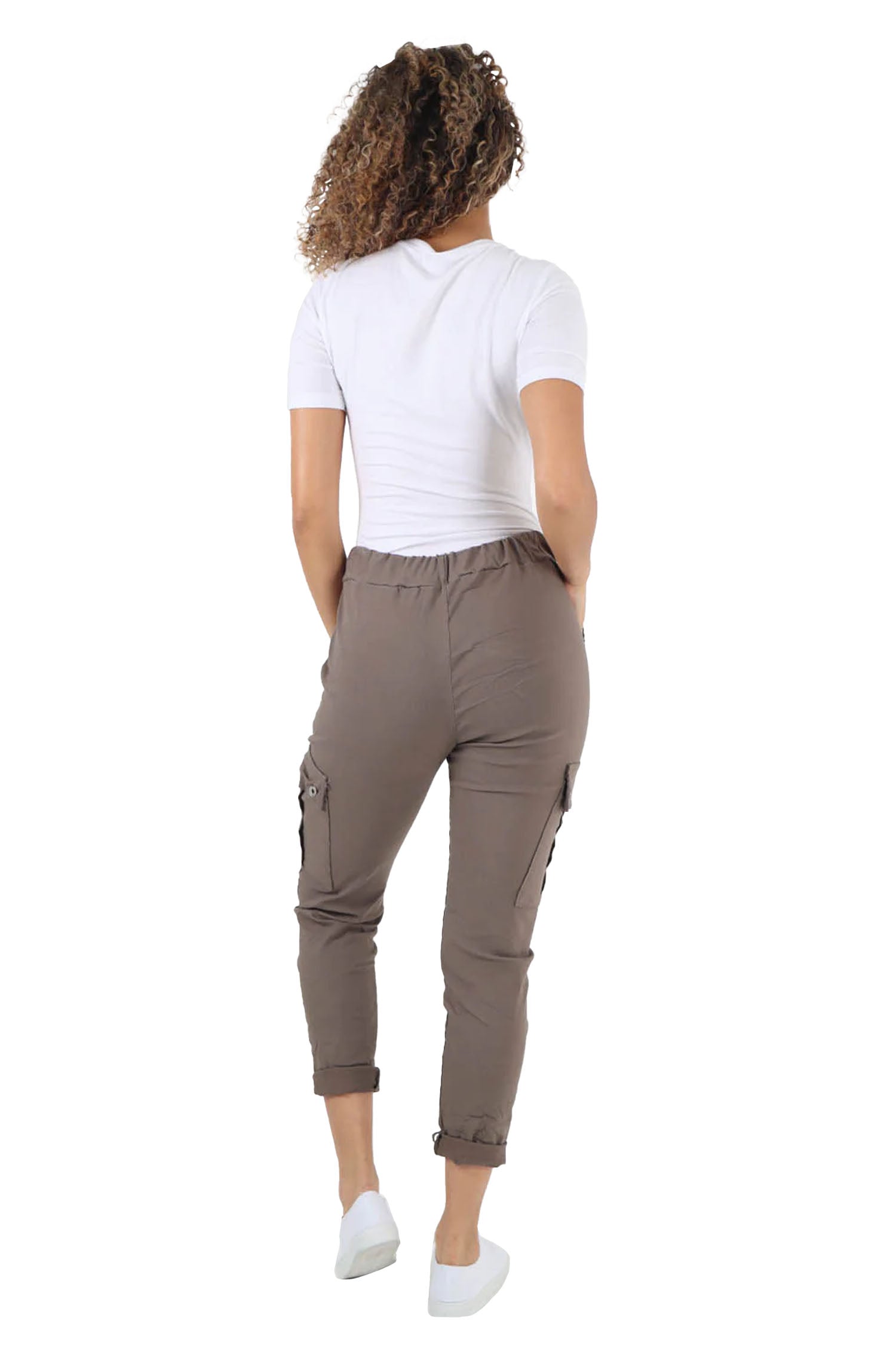 Italian Drawstring Waistband Magic Cargo Trouser - Mocha