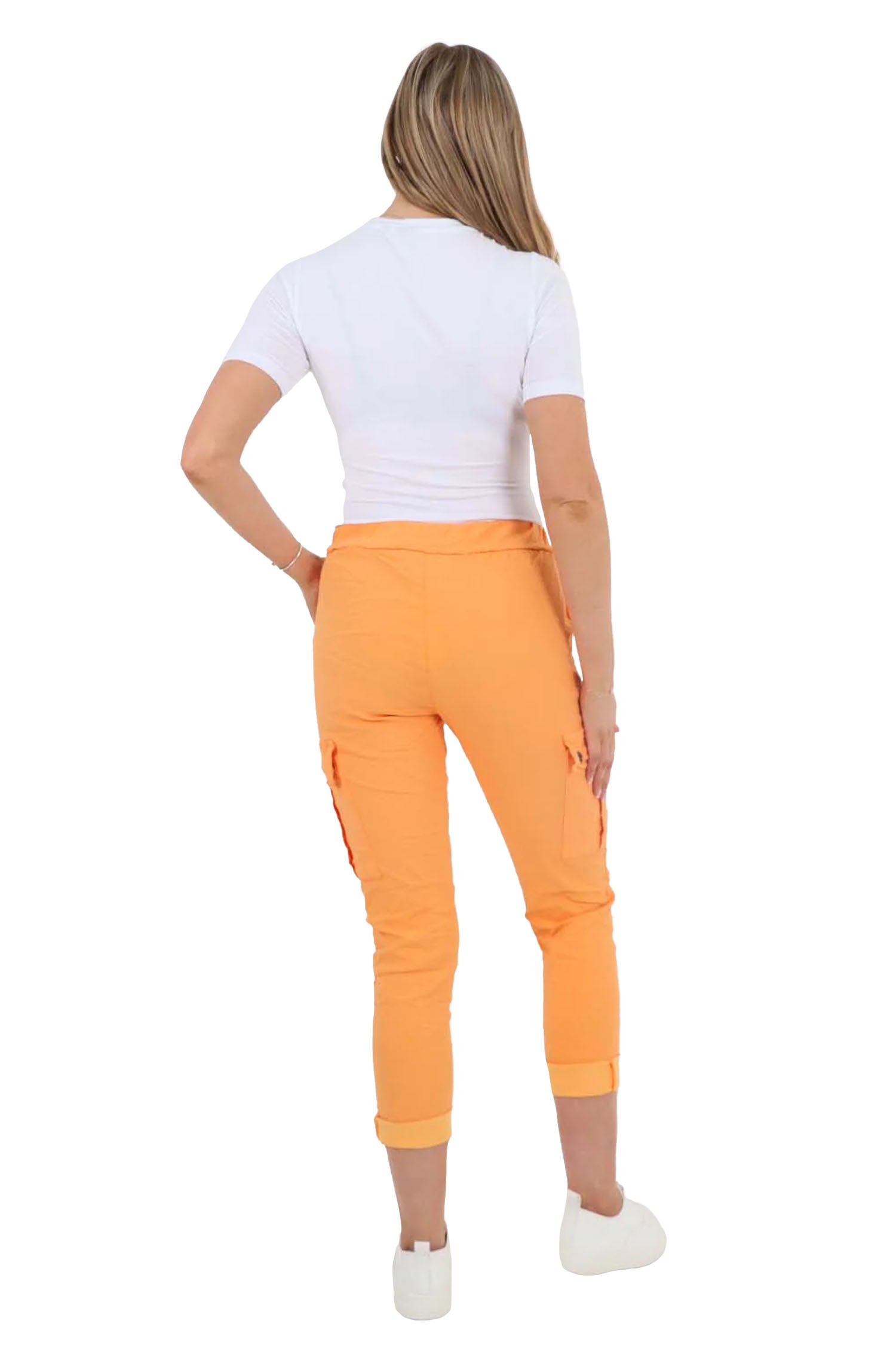 Italian Drawstring Waistband Magic Cargo Trouser - Orange