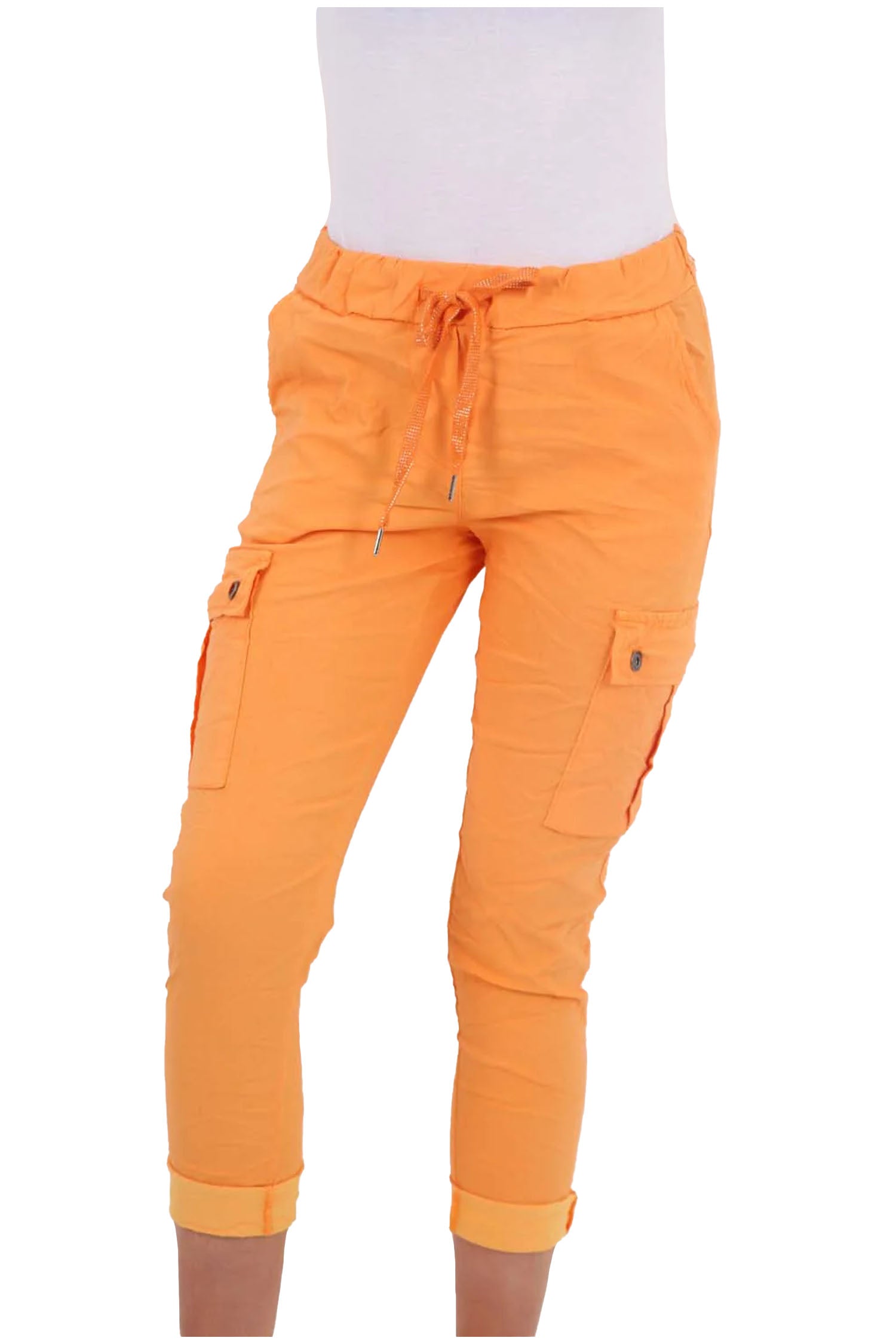 Italian Drawstring Waistband Magic Cargo Trouser - Orange