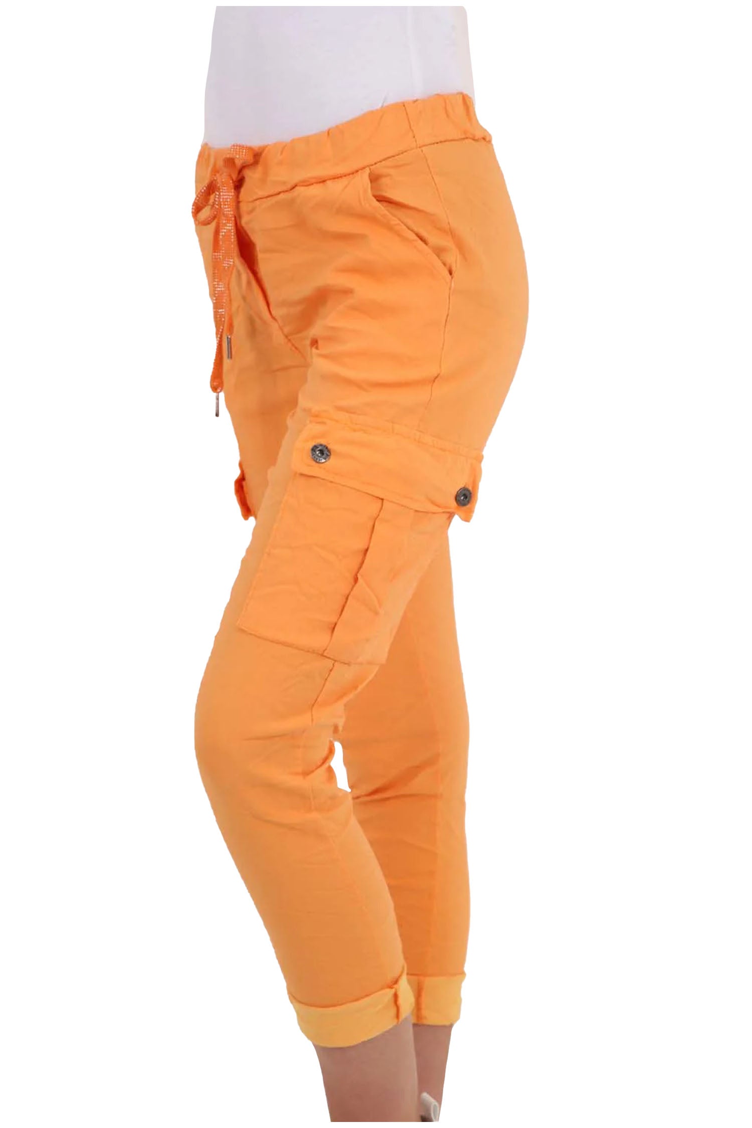 Italian Drawstring Waistband Magic Cargo Trouser - Orange