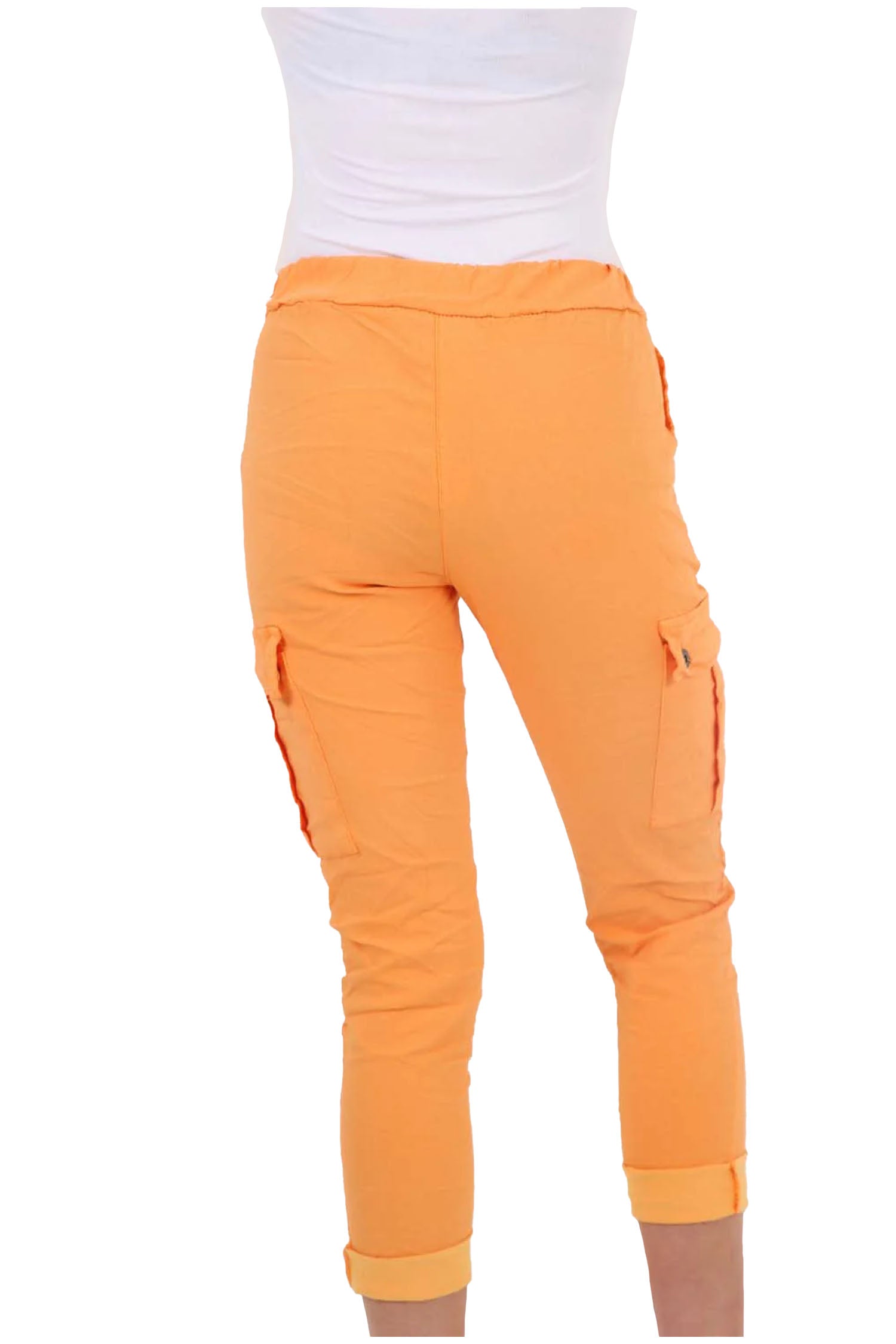 Italian Drawstring Waistband Magic Cargo Trouser - Orange