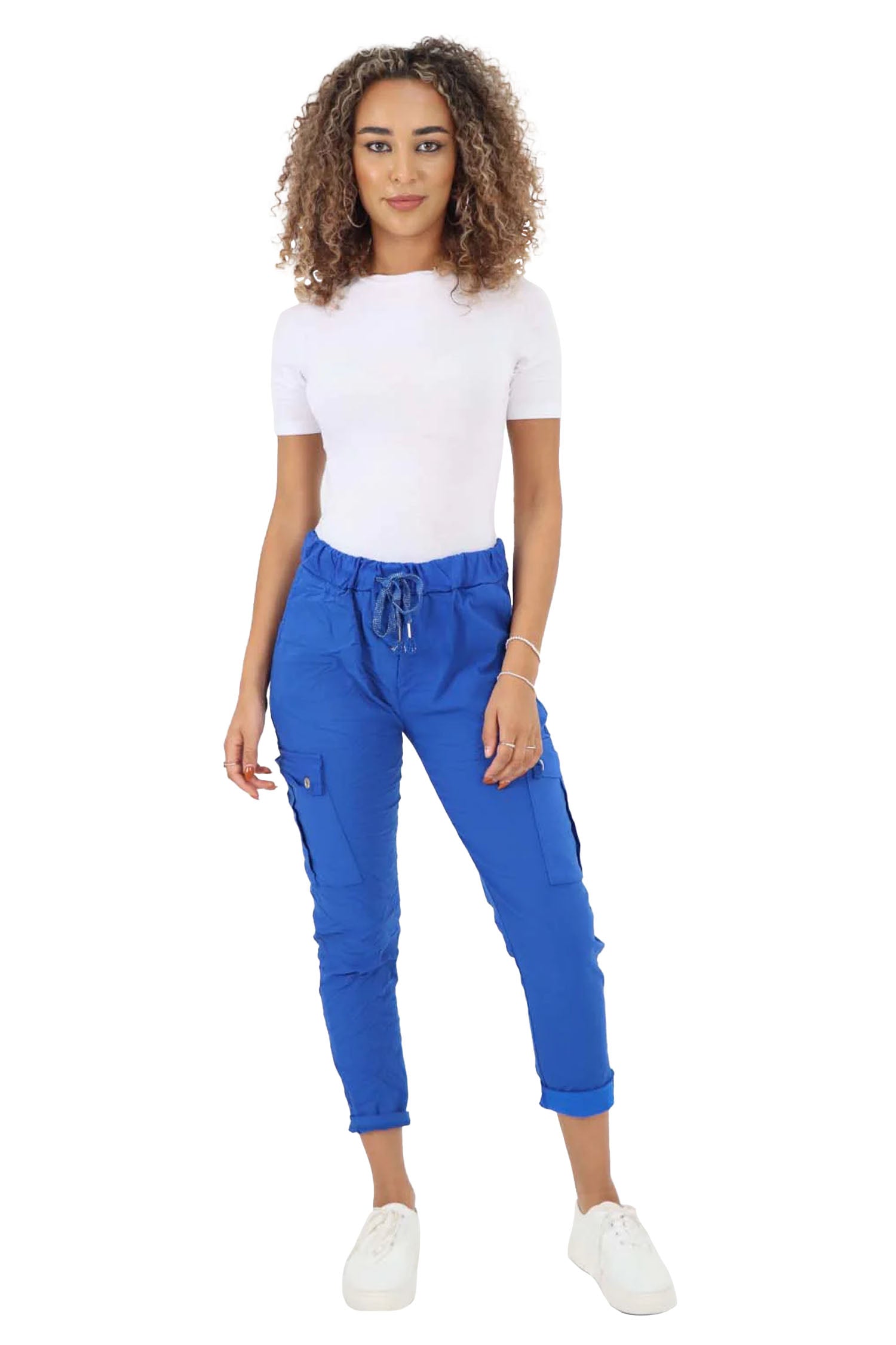 Italian Drawstring Waistband Magic Cargo Trouser - Royal Blue