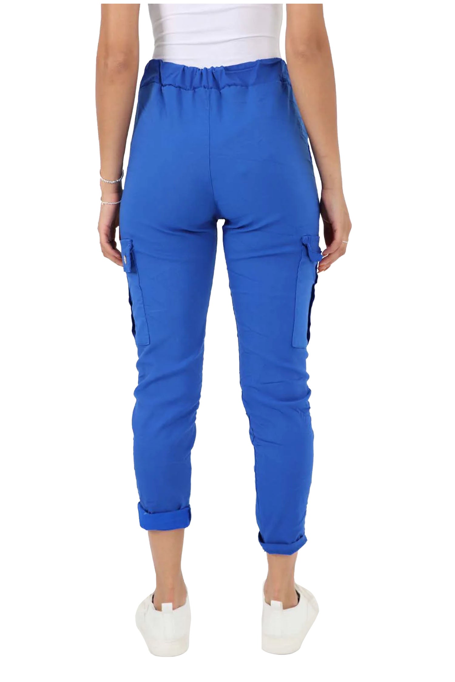 Italian Drawstring Waistband Magic Cargo Trouser - Royal Blue