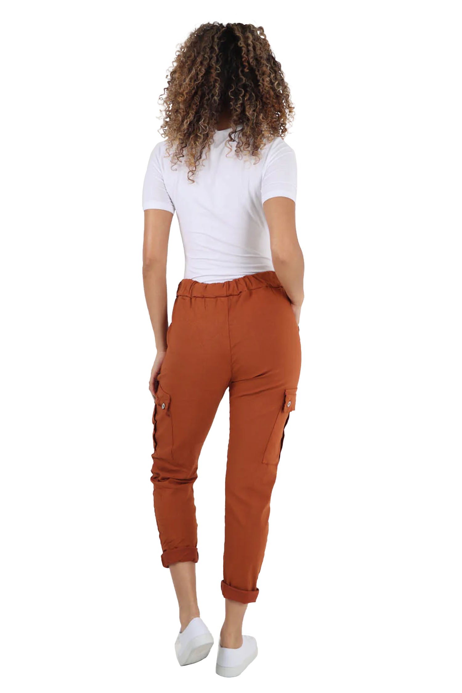 Italian Drawstring Waistband Magic Cargo Trouser - Rust