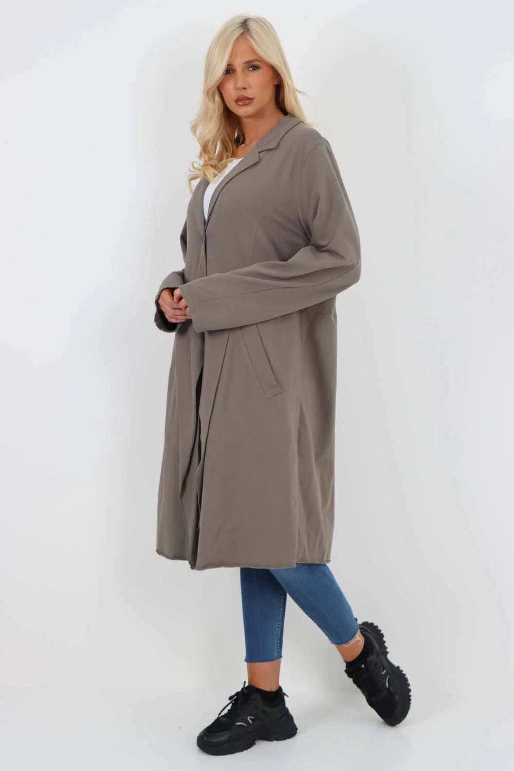 Italian Front Button Fastening Longline Cotton Cardigan - Charcoal