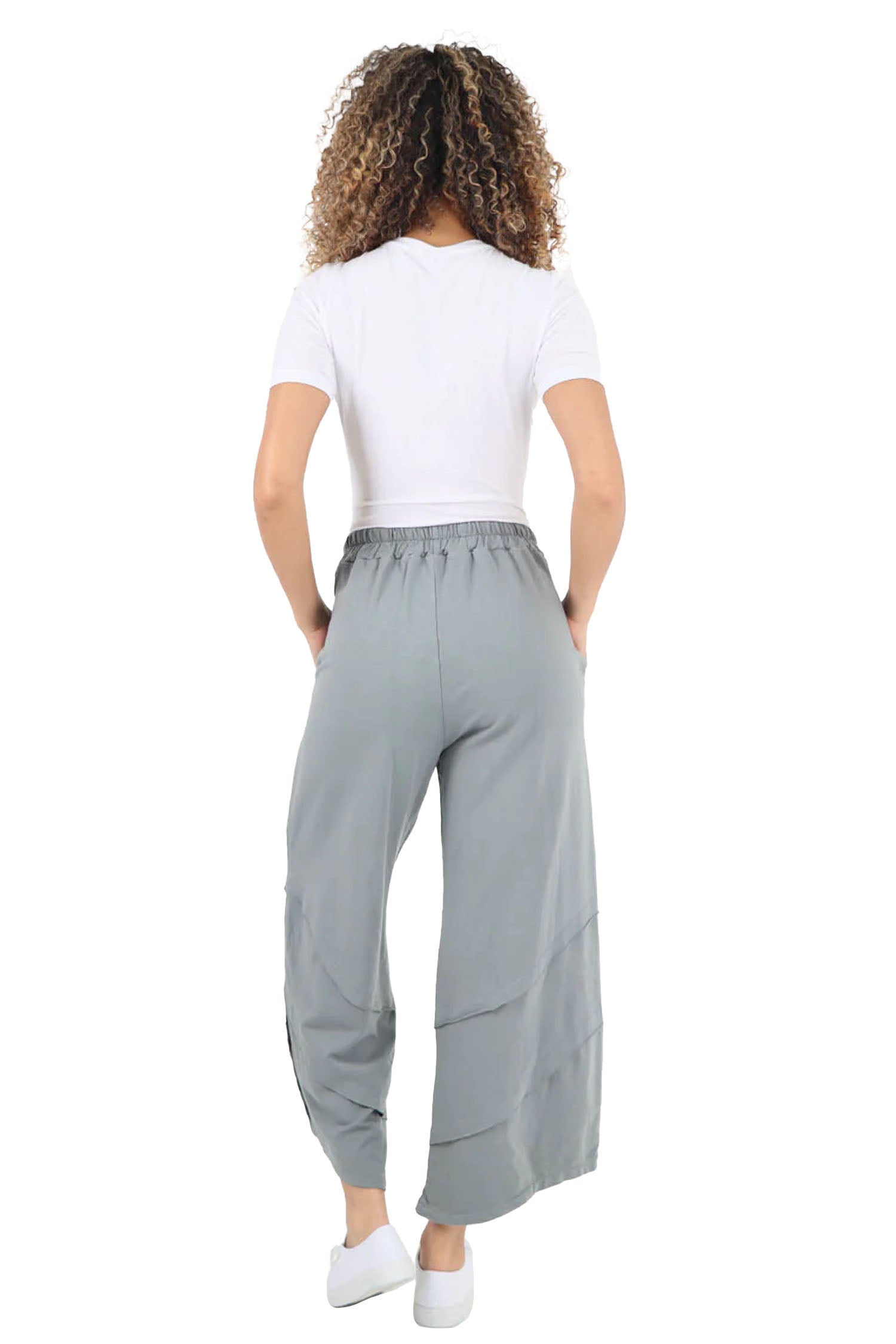 Plain Button Hem Pocket Trouser - Grey