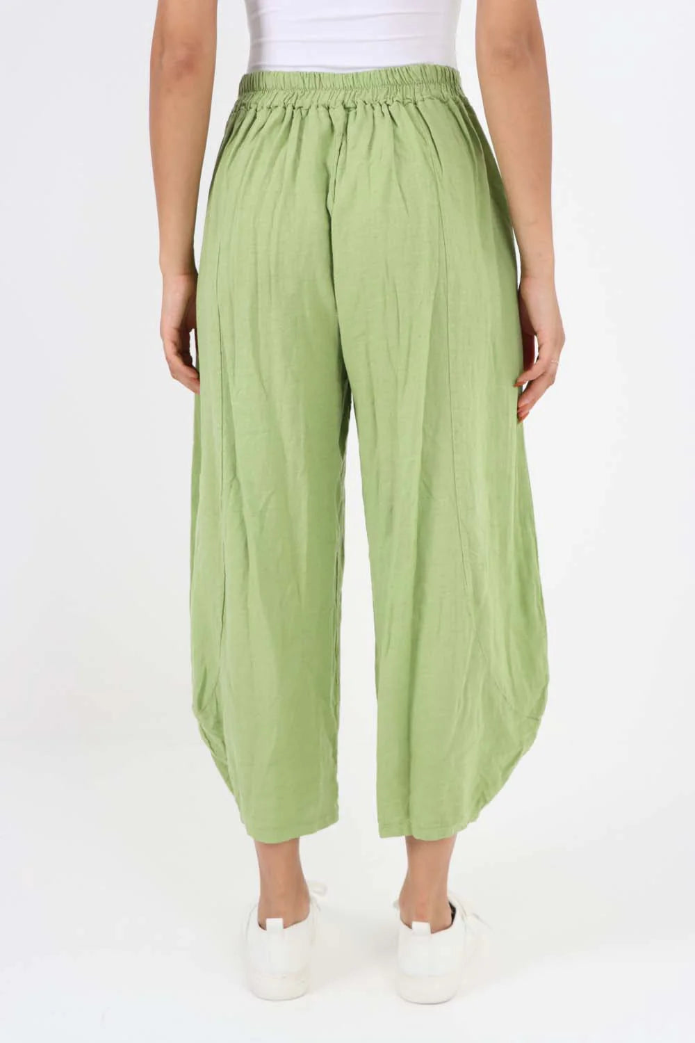 Italian Plain Layered 3/4 Linen Jogger - Mint Green