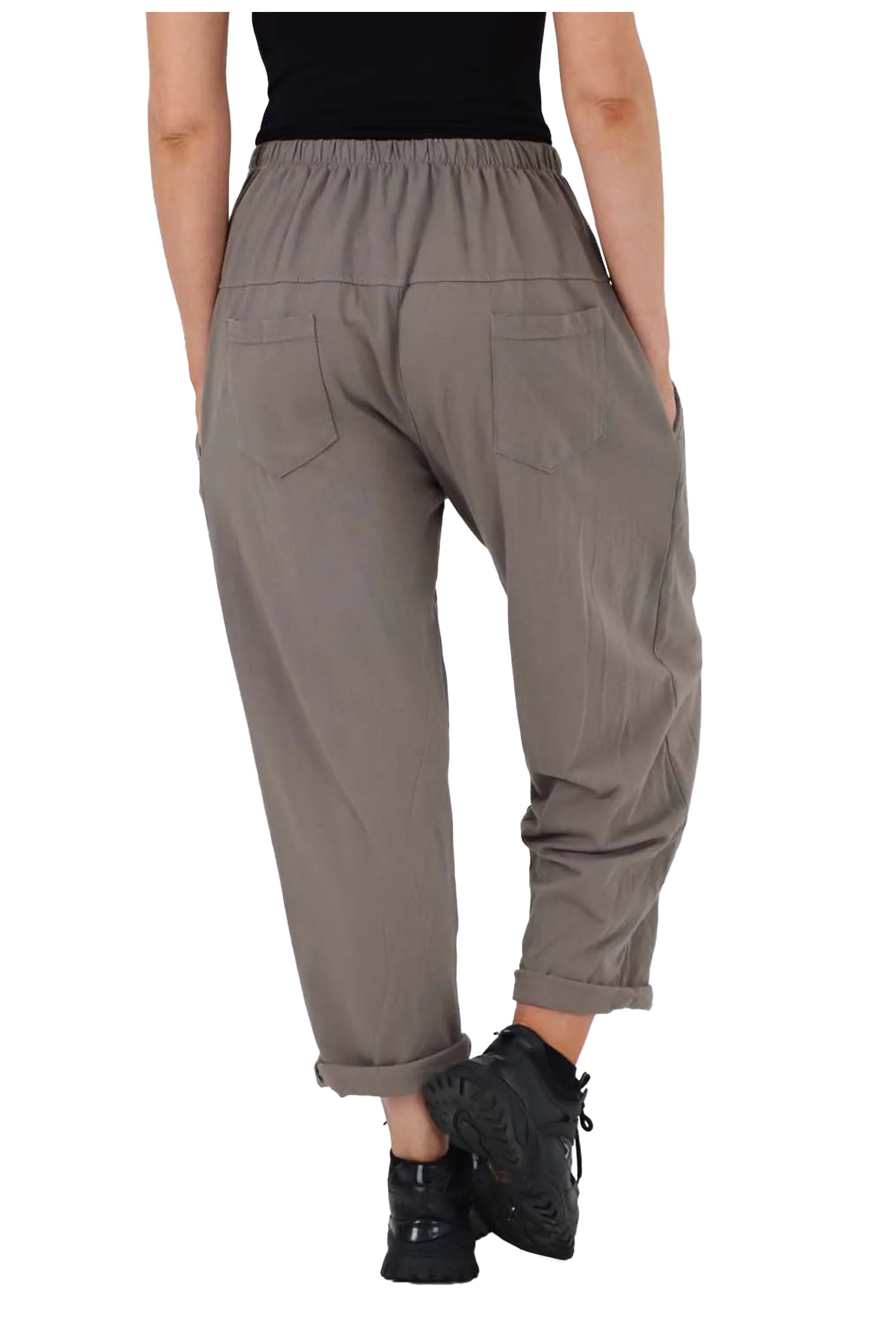 Italian Pleated Cotton Trousers With Side Pockets - Charcoal